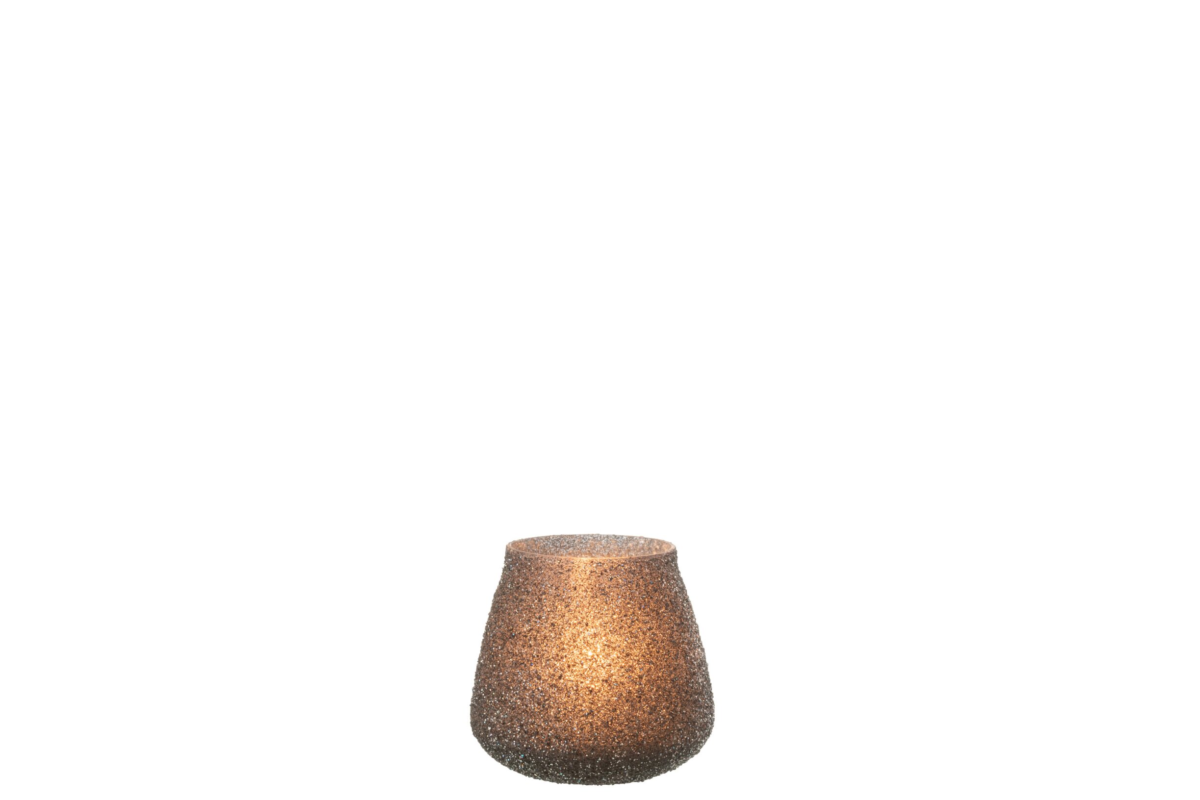 Theelichthouder Glitter Zwart Glas | 9 cm