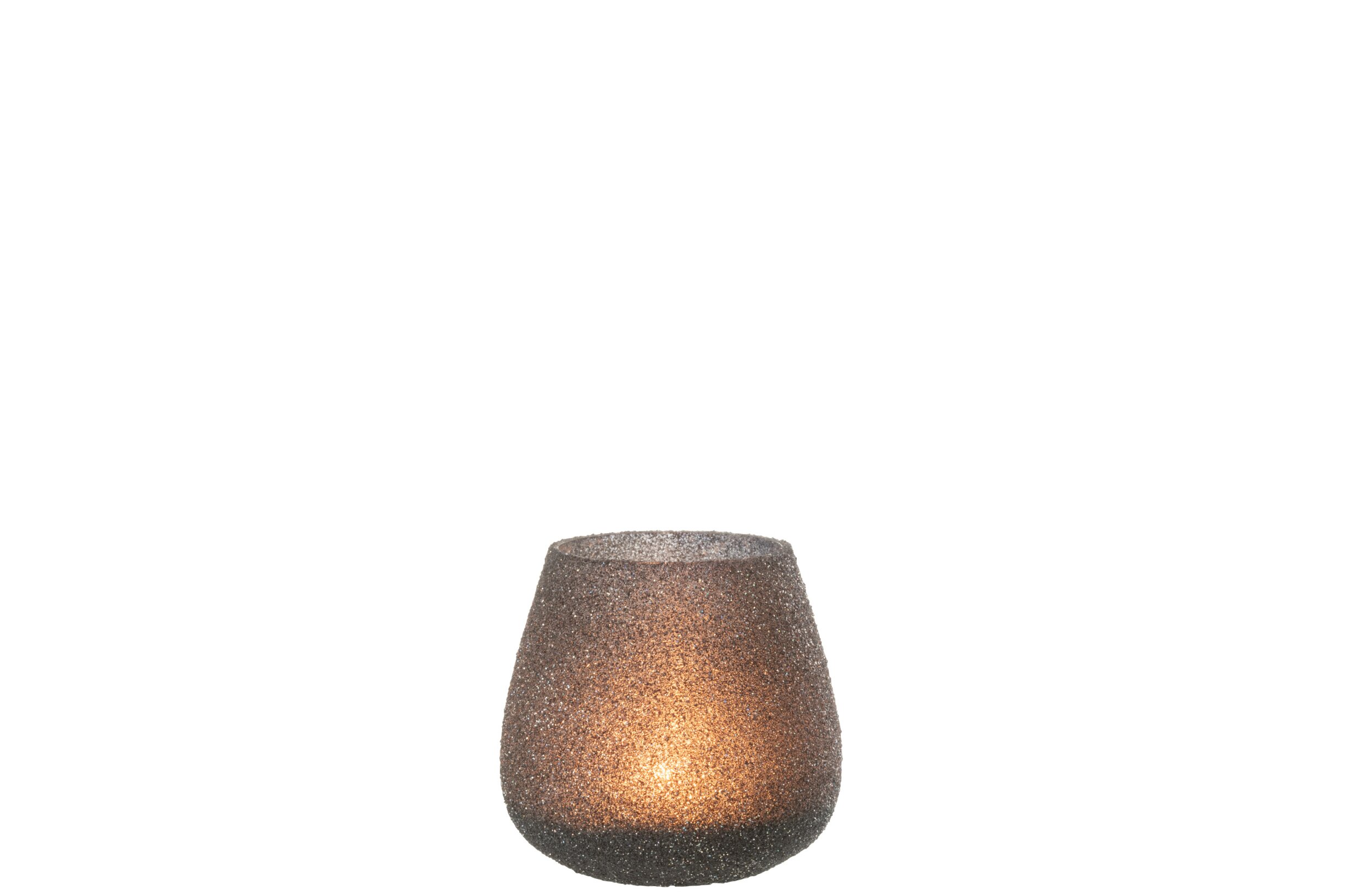 Theelichthouder Glitter Zwart Glas | 11 cm