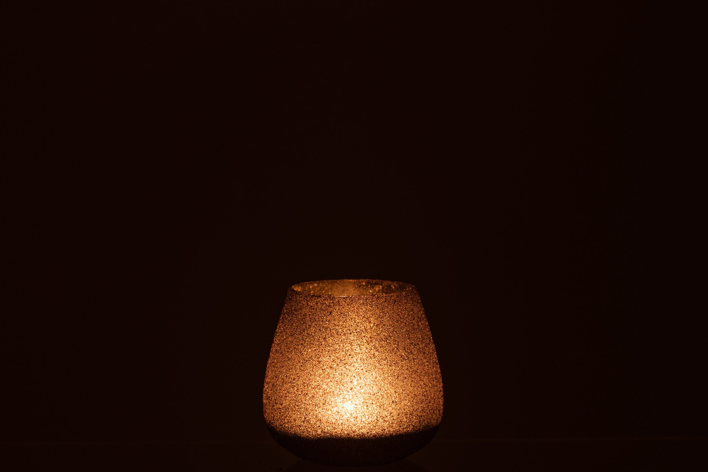 Theelichthouder Glitter Zwart Glas | 11 cm