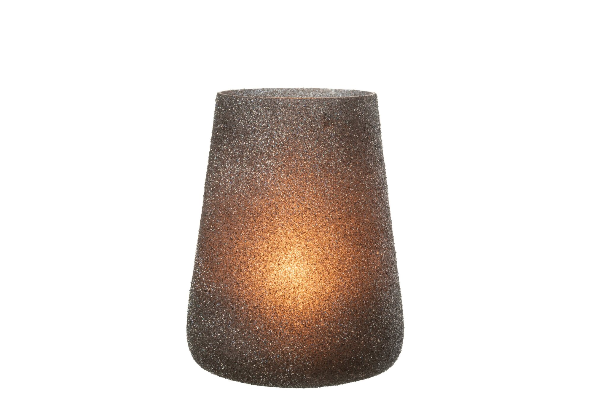 Theelichthouder Glitter Zwart Glas | 17 cm