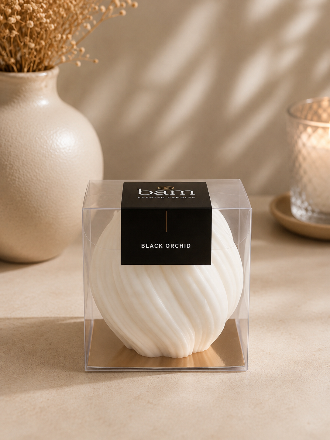Golvend Bolletje Kaars Medium – Black Orchid | Decoratieve Geurkaars
