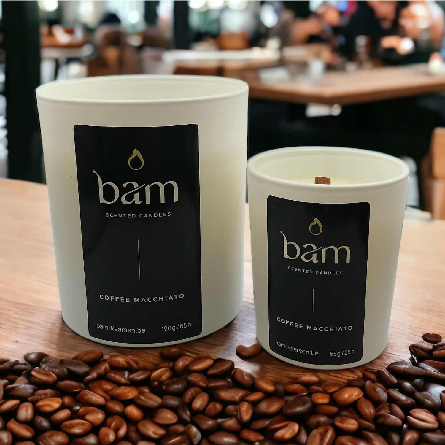 Coffee Macchiato - White Collection Small met houten wiek