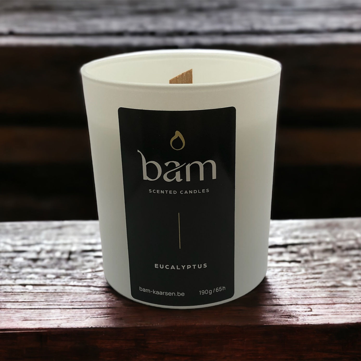 Eucalyptus - White Collection Medium met houten wiek