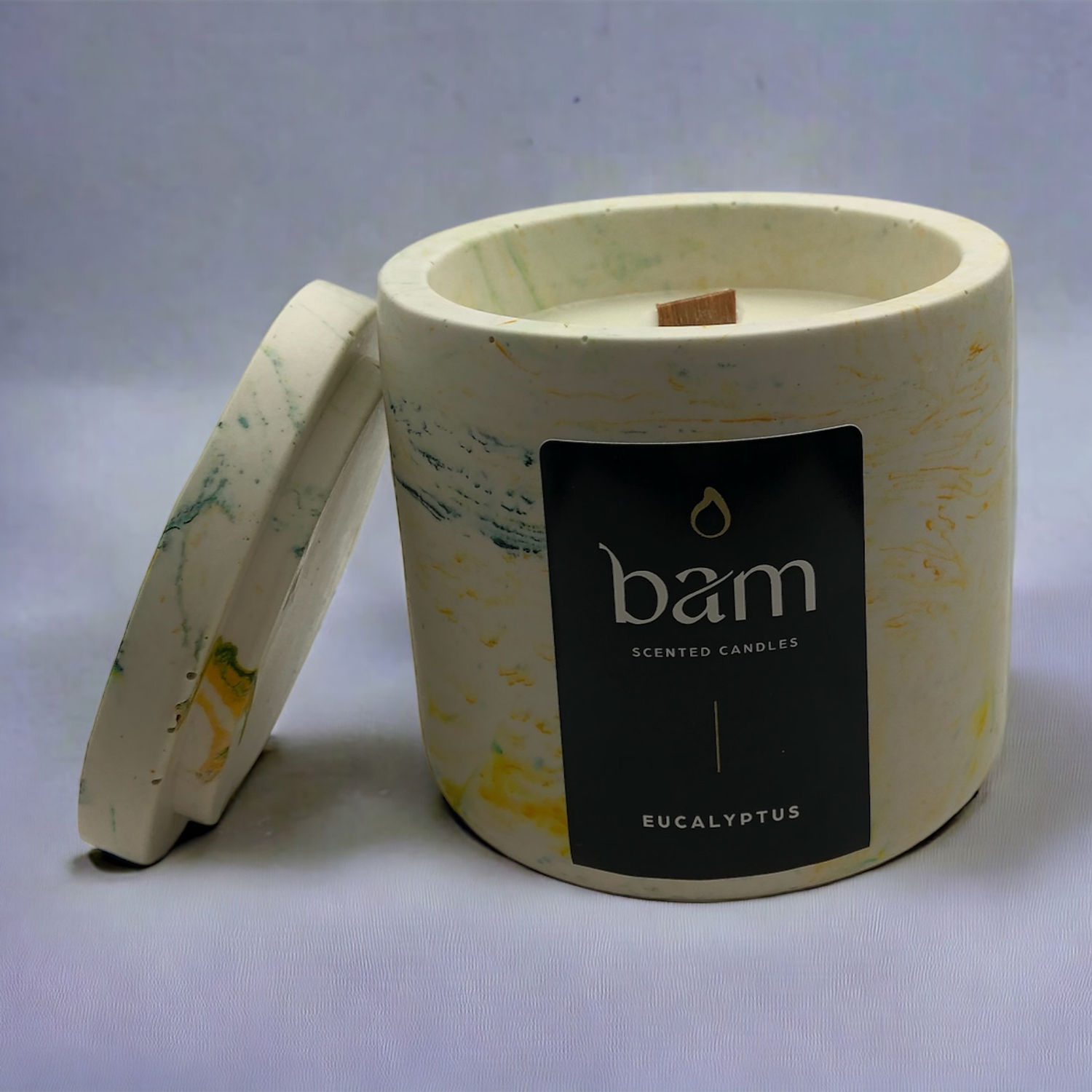 geel/groen gemarmerde kerstboom (3 kaarsen) - Eucalyptus