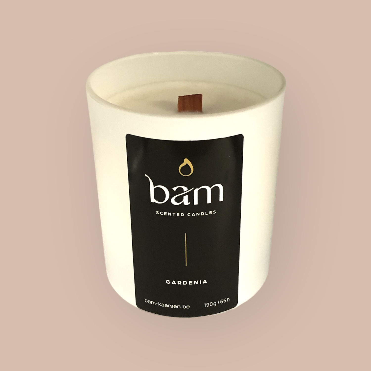 Gardenia - White Collection Medium met houten wiek