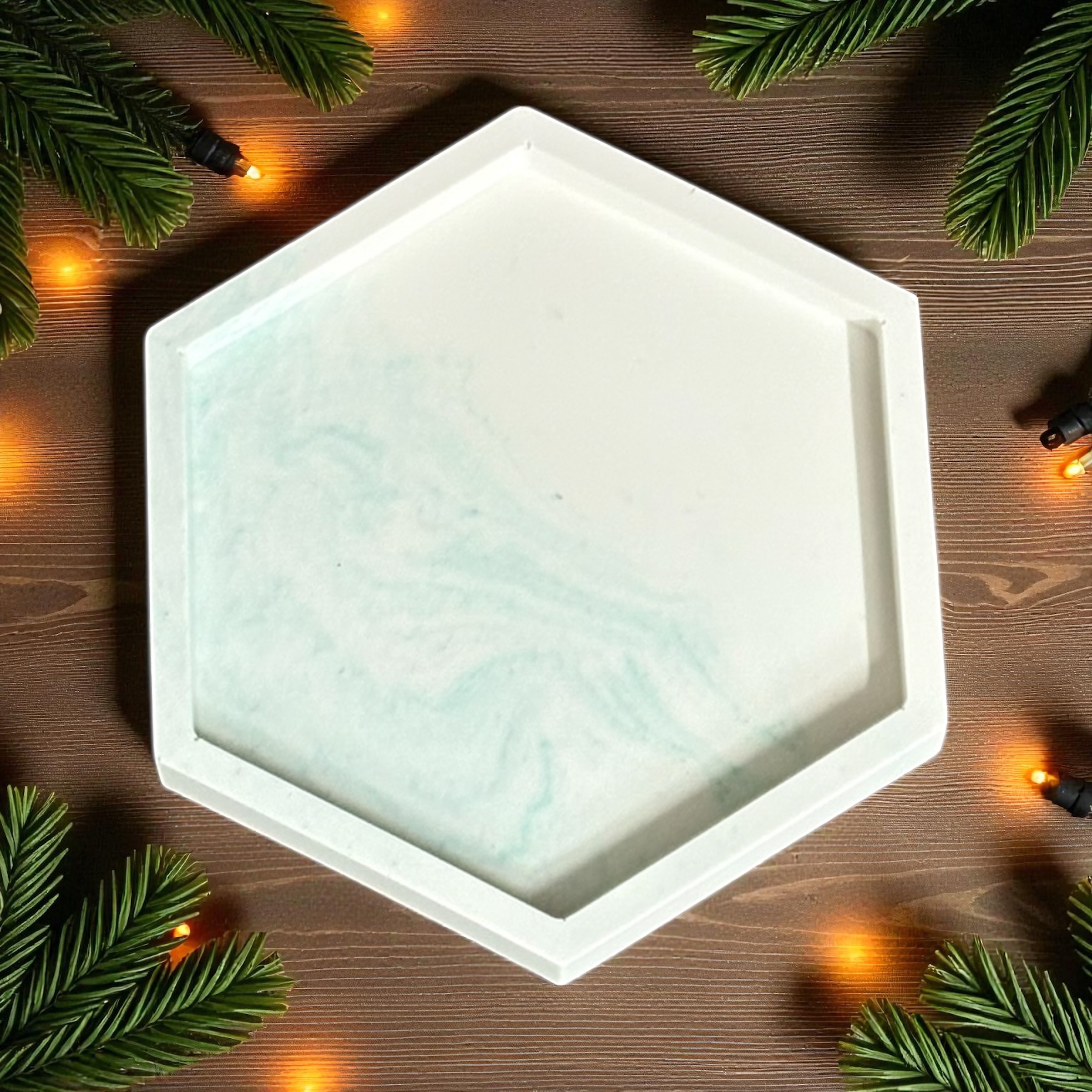 groen gemarmerd zeshoekig schaaltje - Apple Cinnamon
