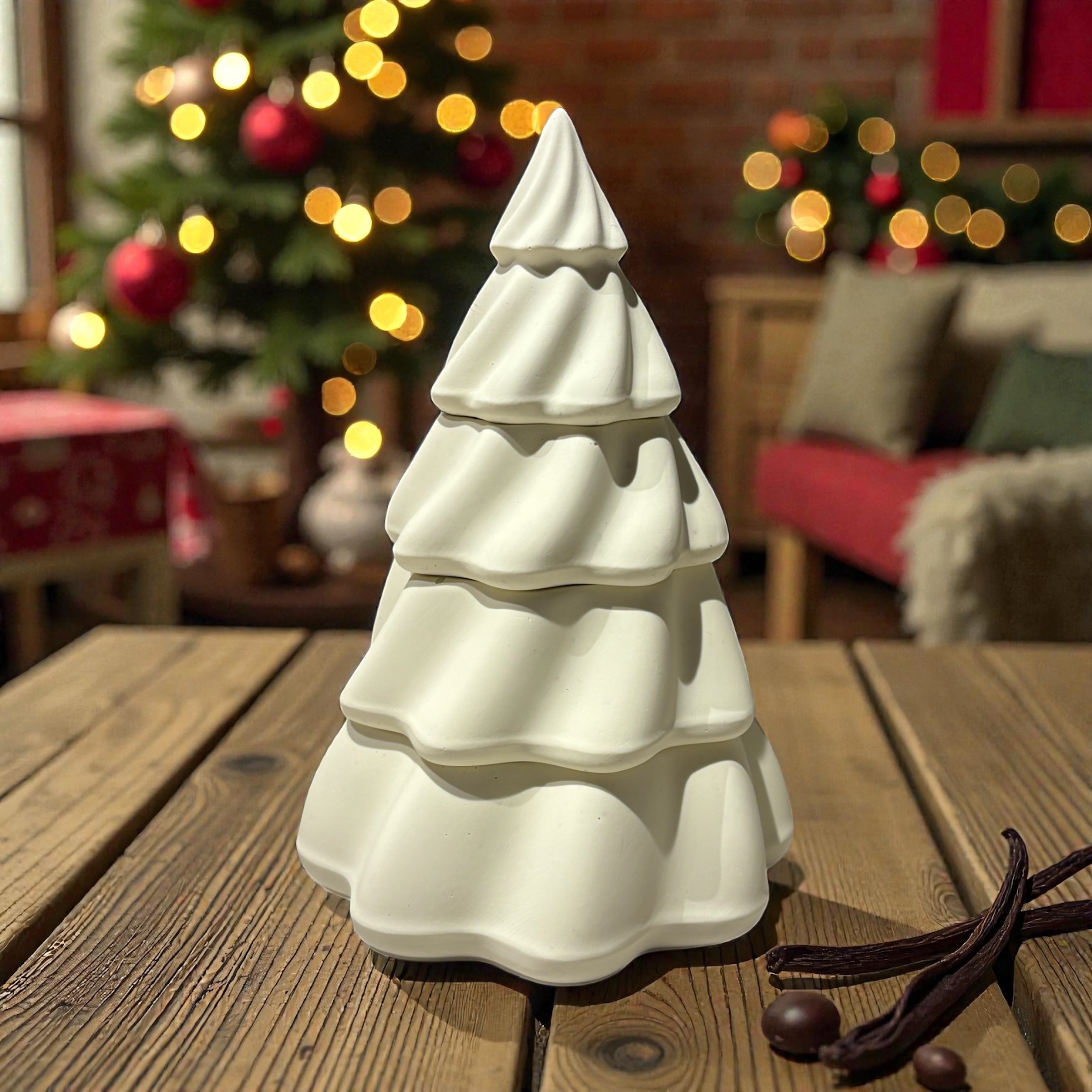 zacht gele kerstboom (3 kaarsen) -Vanille