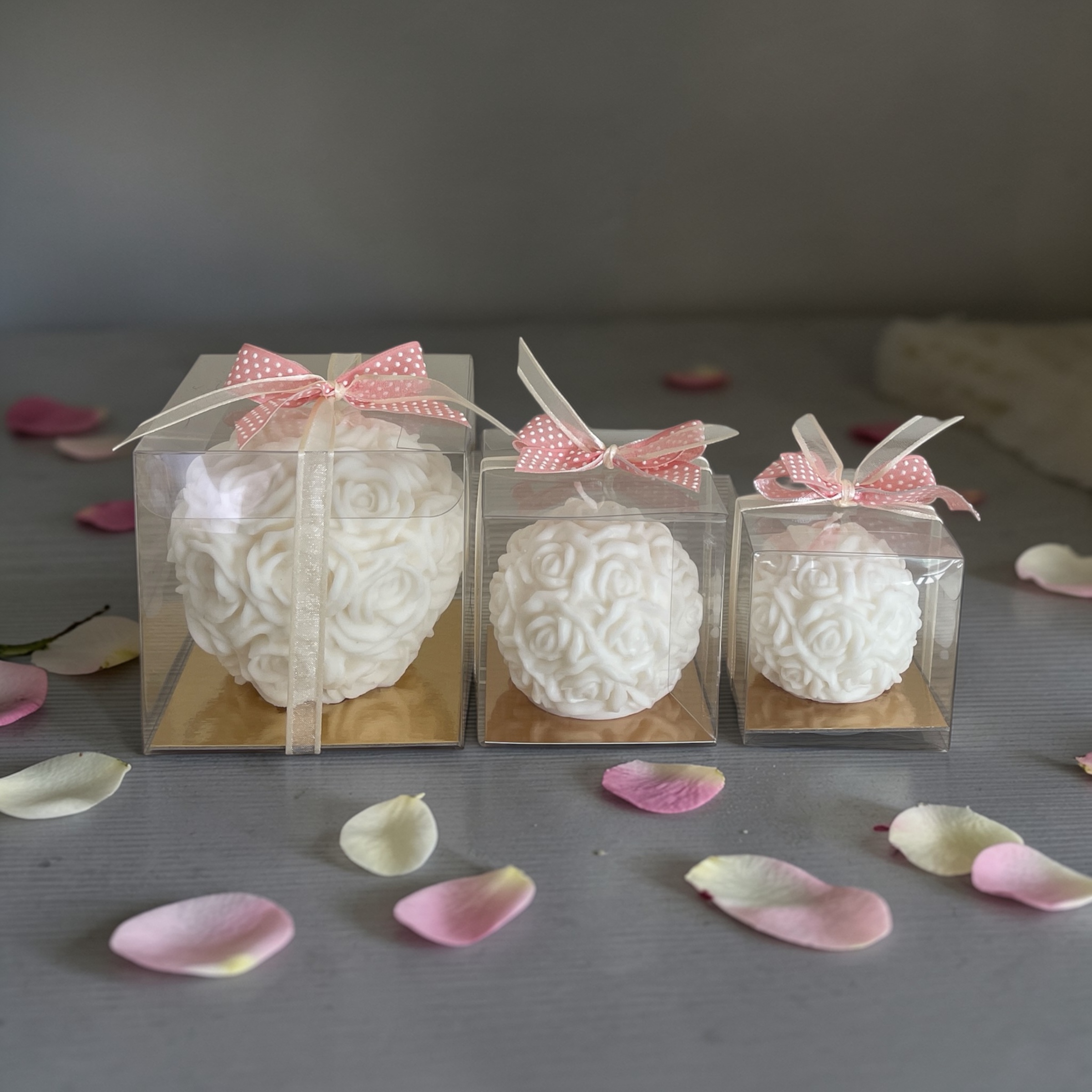 decoratieve kaars met rozen - large - in geschenkdoosje