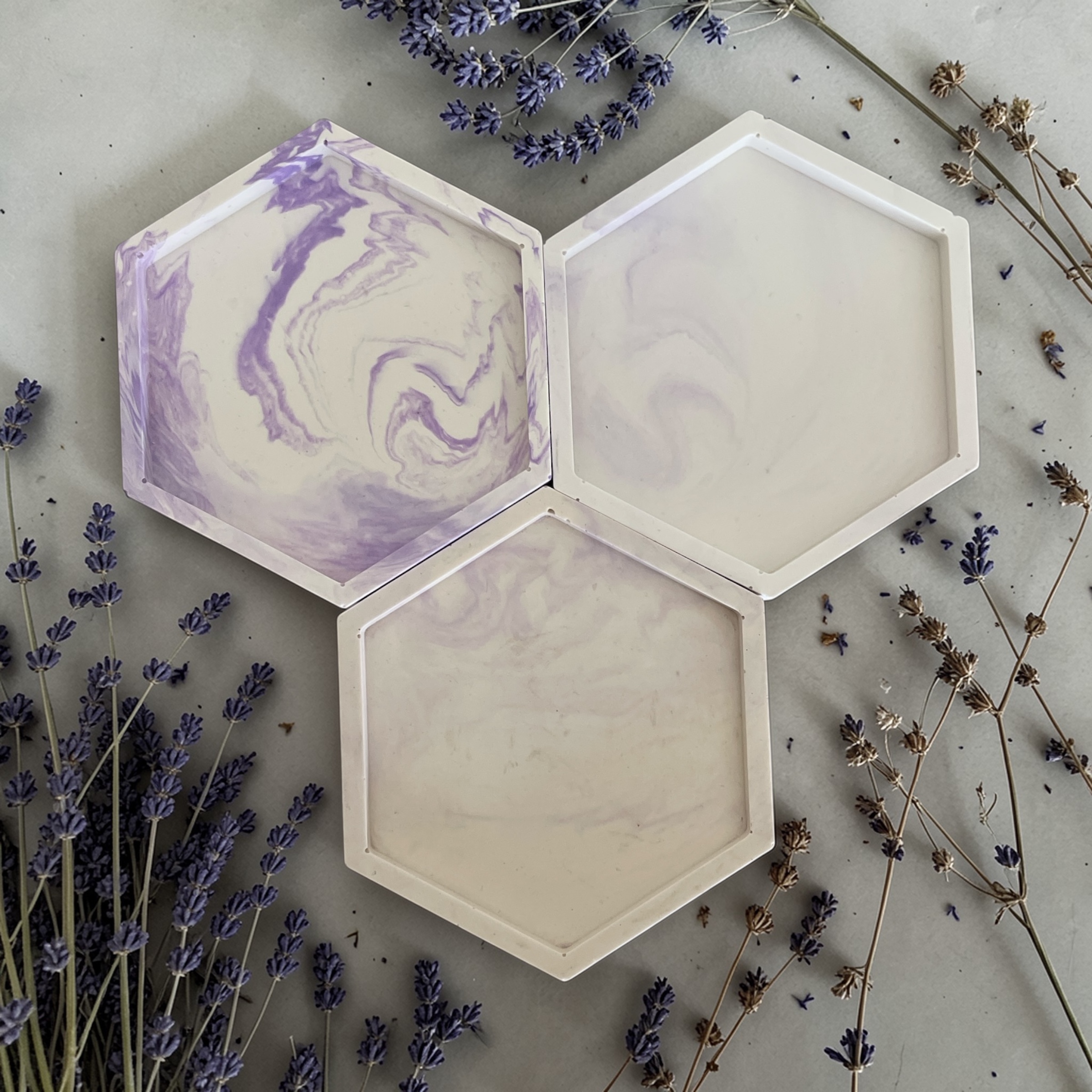 paars gemarmerd zeshoekig schaaltje - lavendel