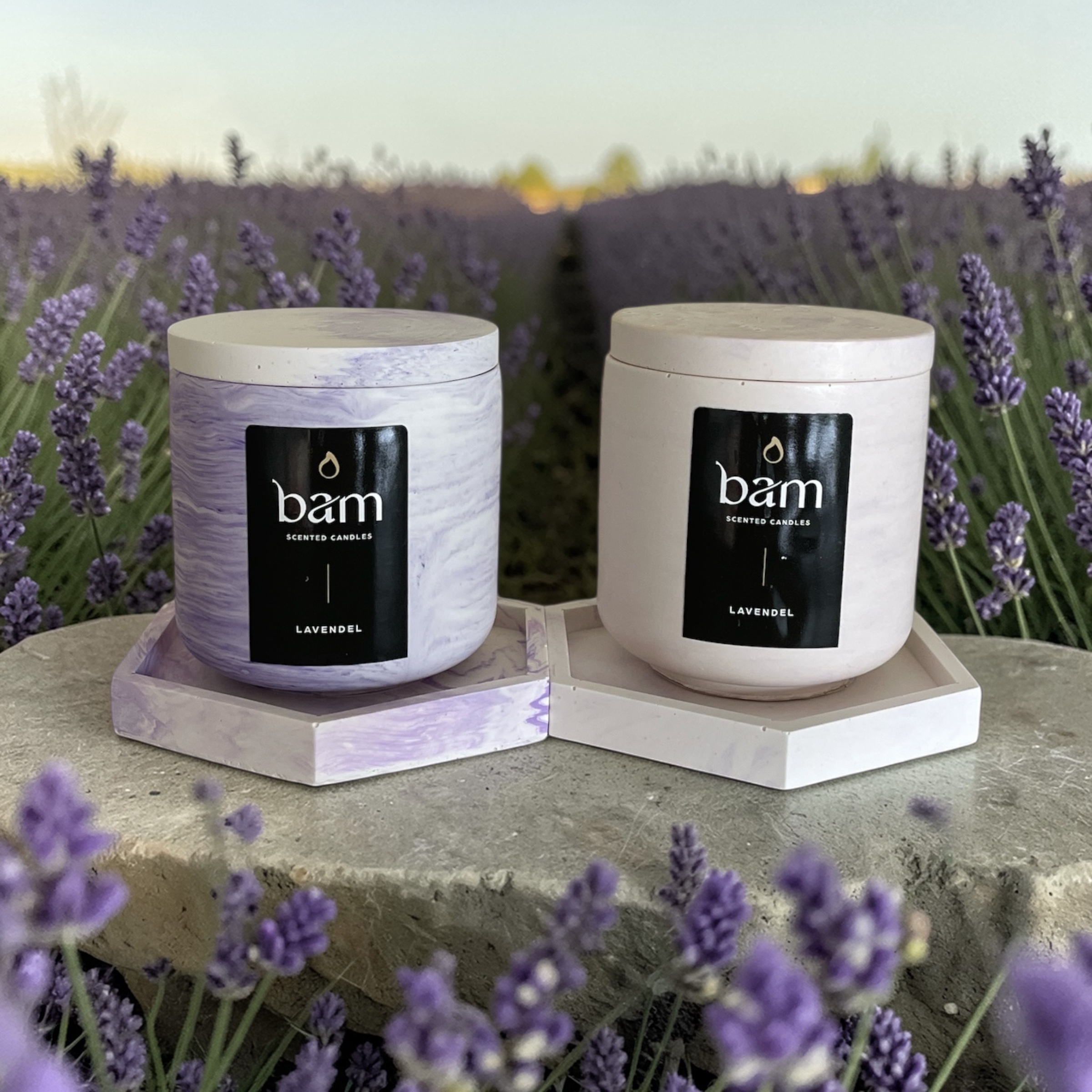 paars gemarmerd zeshoekig schaaltje - lavendel