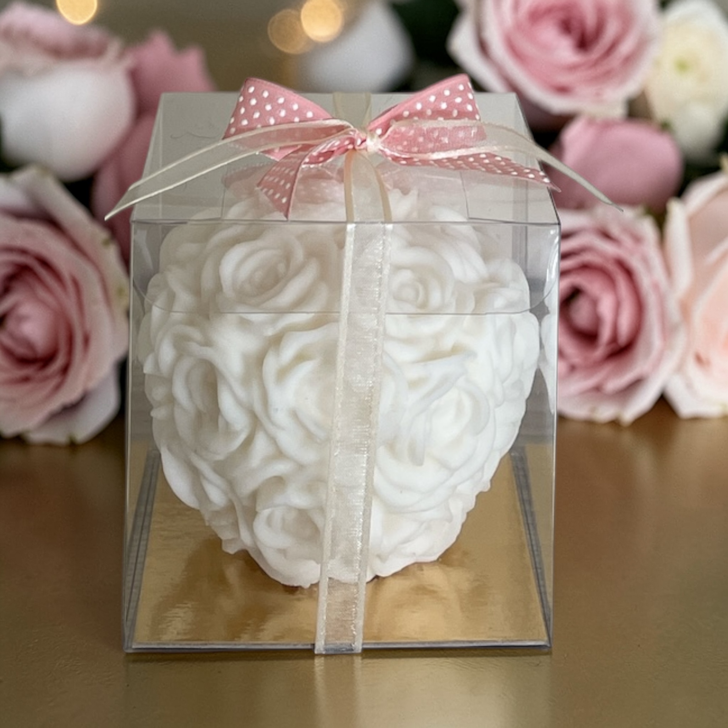 decoratieve kaars met rozen - large - in geschenkdoosje
