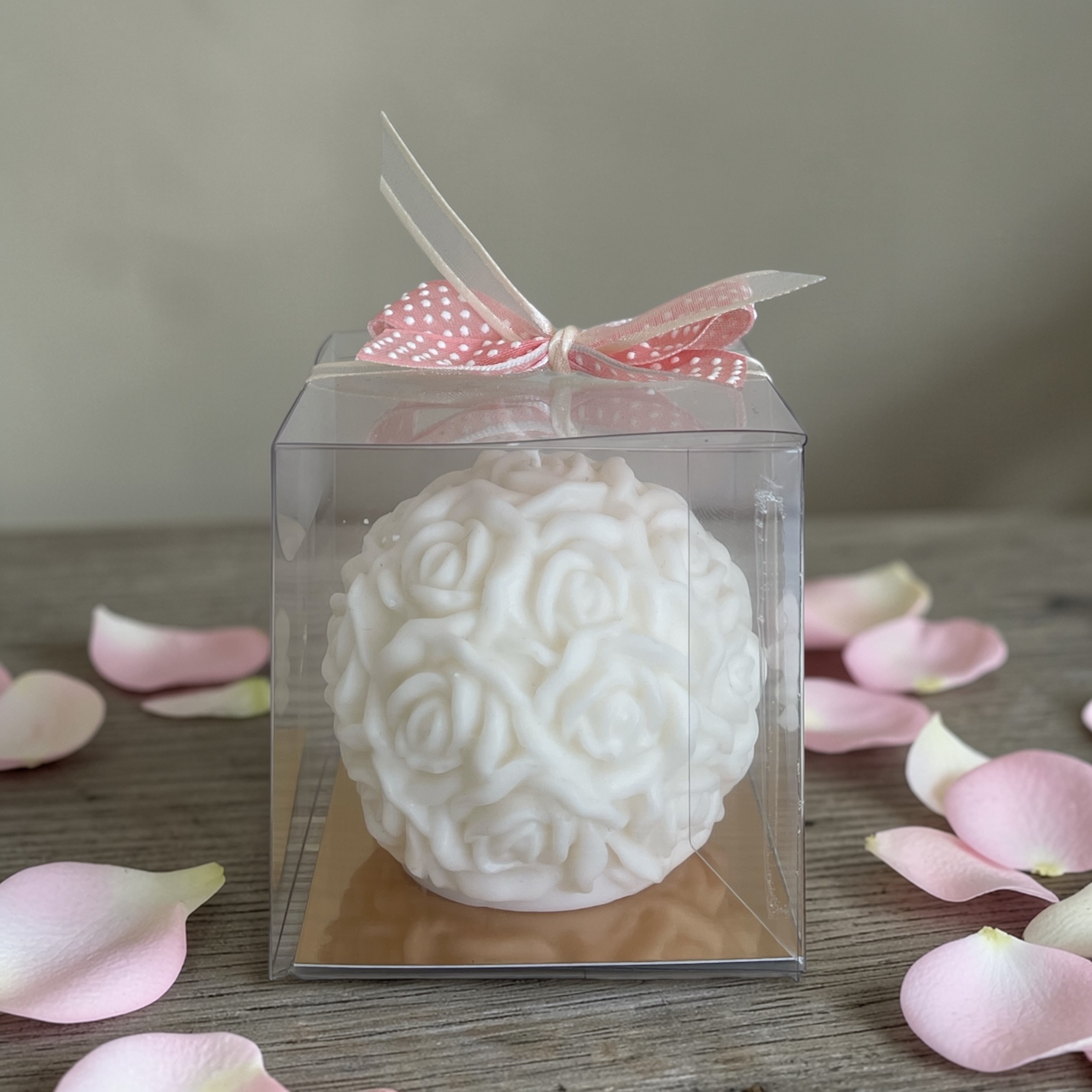 decoratieve kaars met rozen - small - in geschenkdoosje
