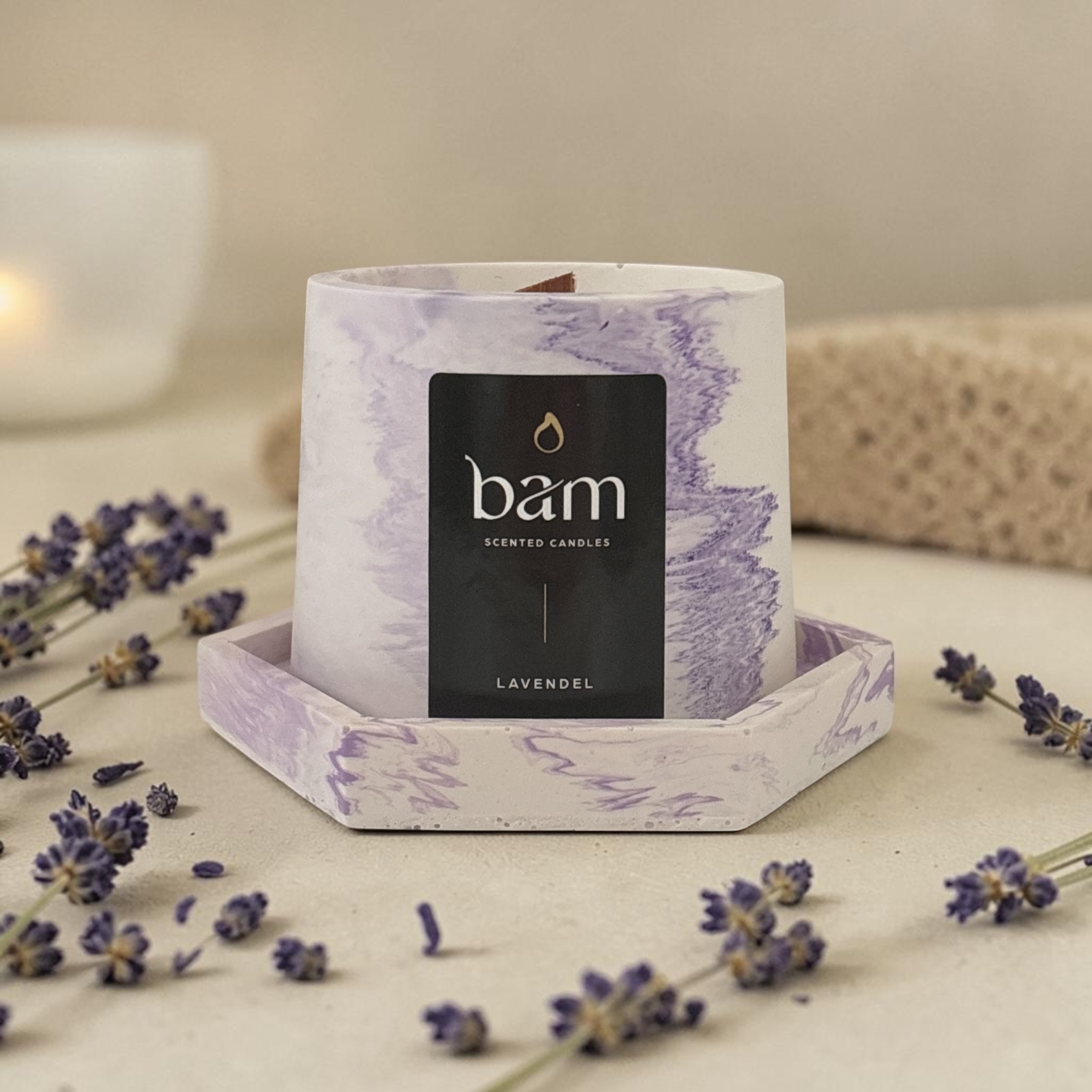 paars gemarmerd zeshoekig schaaltje - lavendel