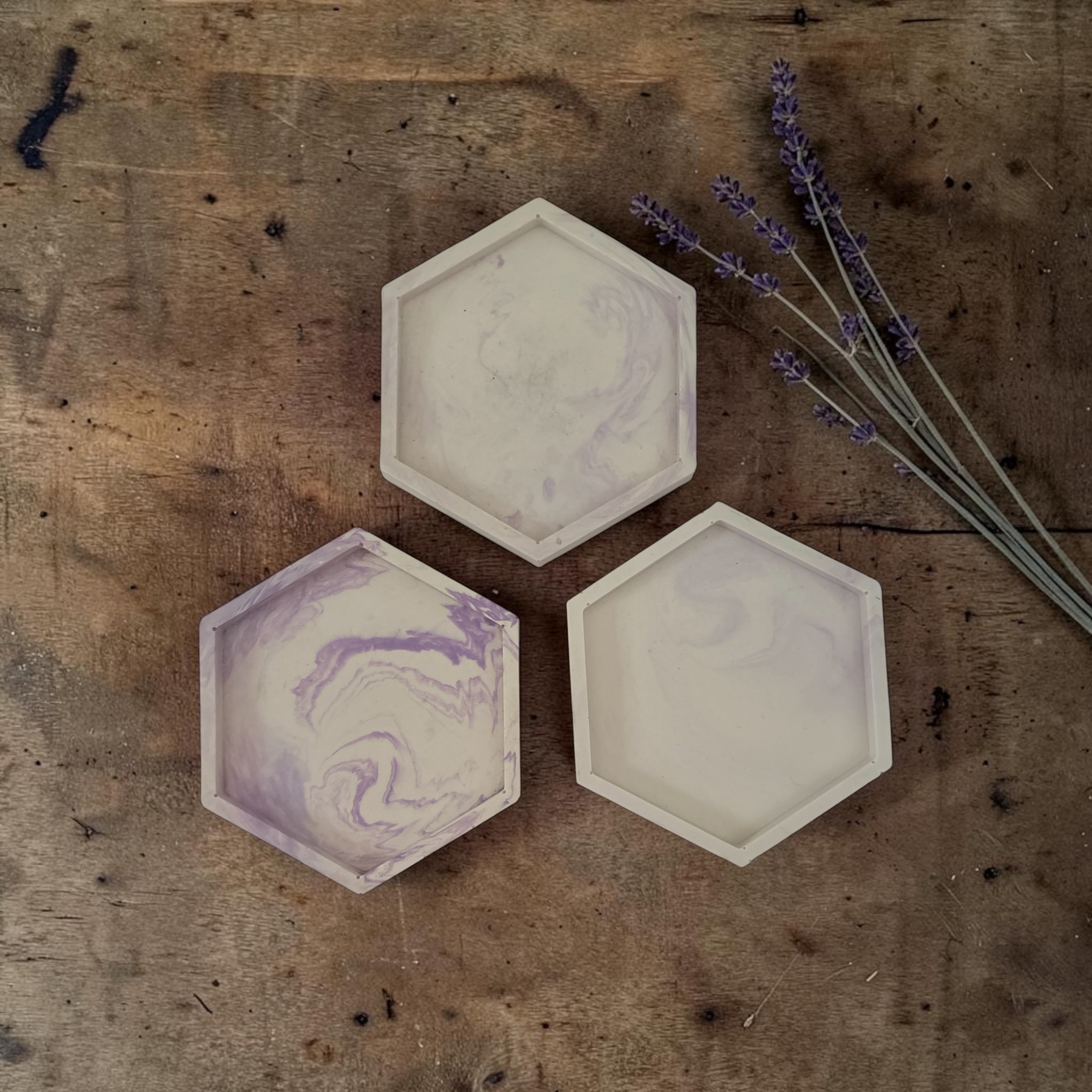 paars gemarmerd zeshoekig schaaltje - lavendel