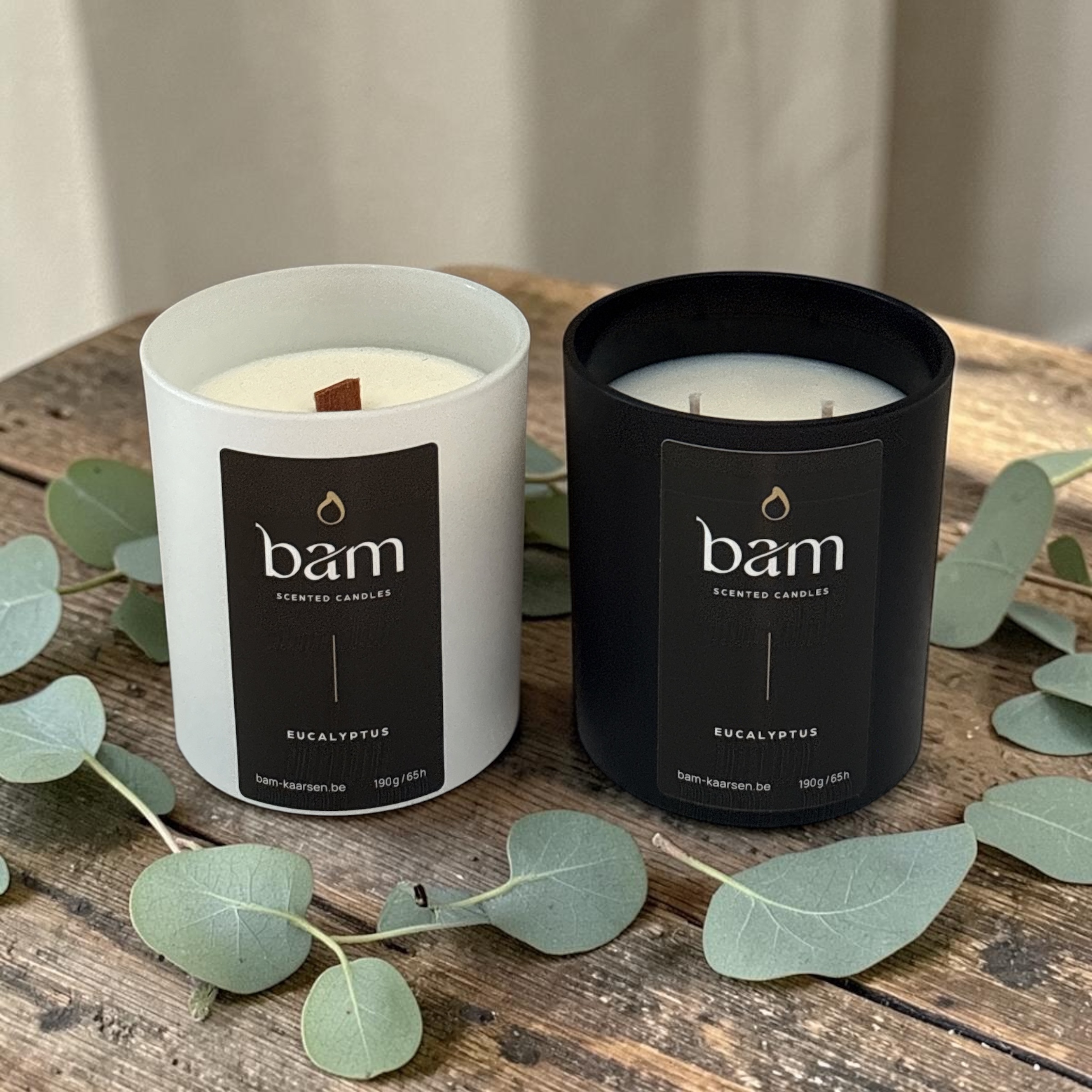 Eucalyptus Geurkaars – Handgemaakte Geurkaars met Houten Wiek - White Collection Medium