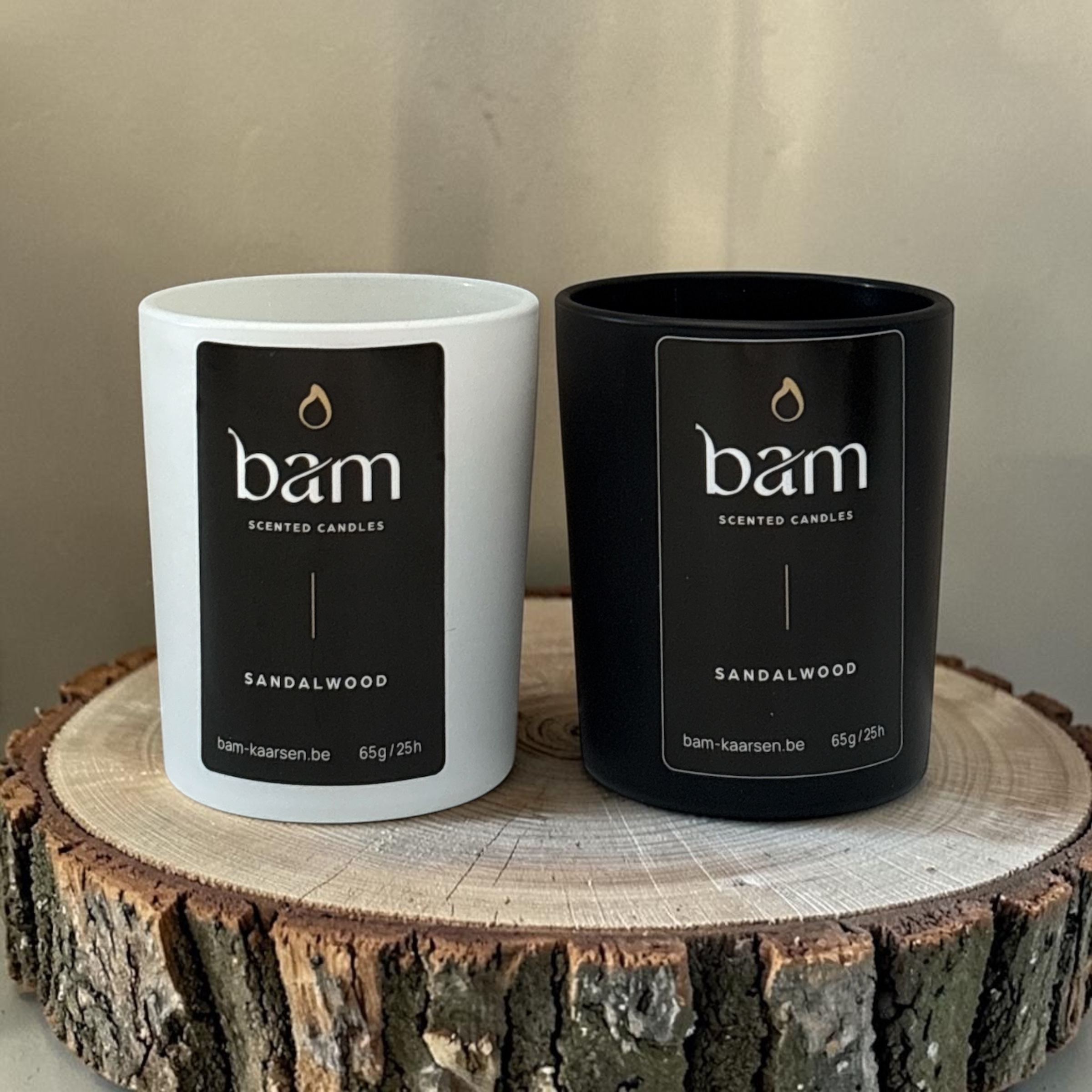 Mini Sandalwood Geurkaars – Luxe Sandelhout Kaars met Houten Wiek - White Collection Small