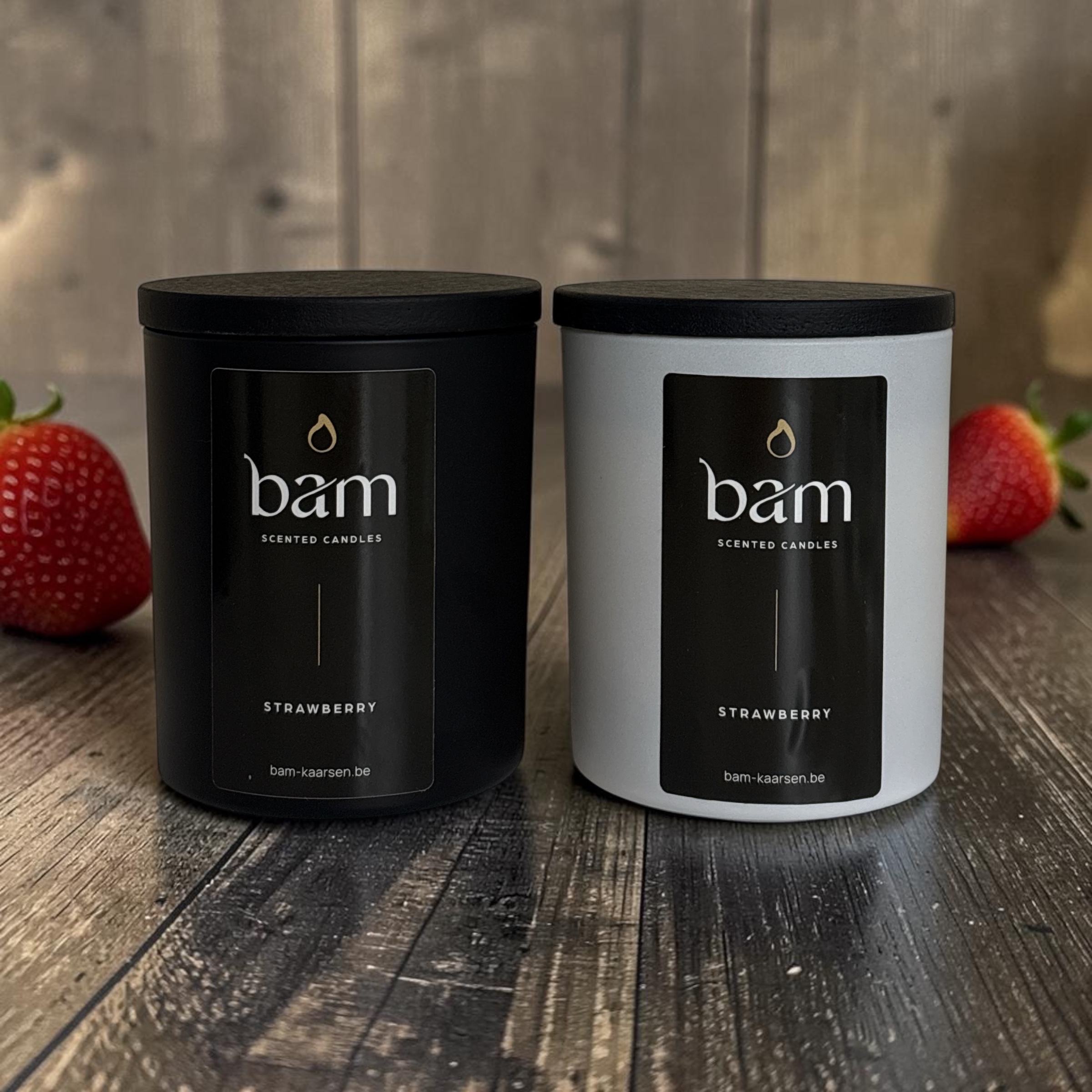 Strawberry Geurkaars – Zoete Aardbeiengeur met Houten Wiek - White Collection Medium