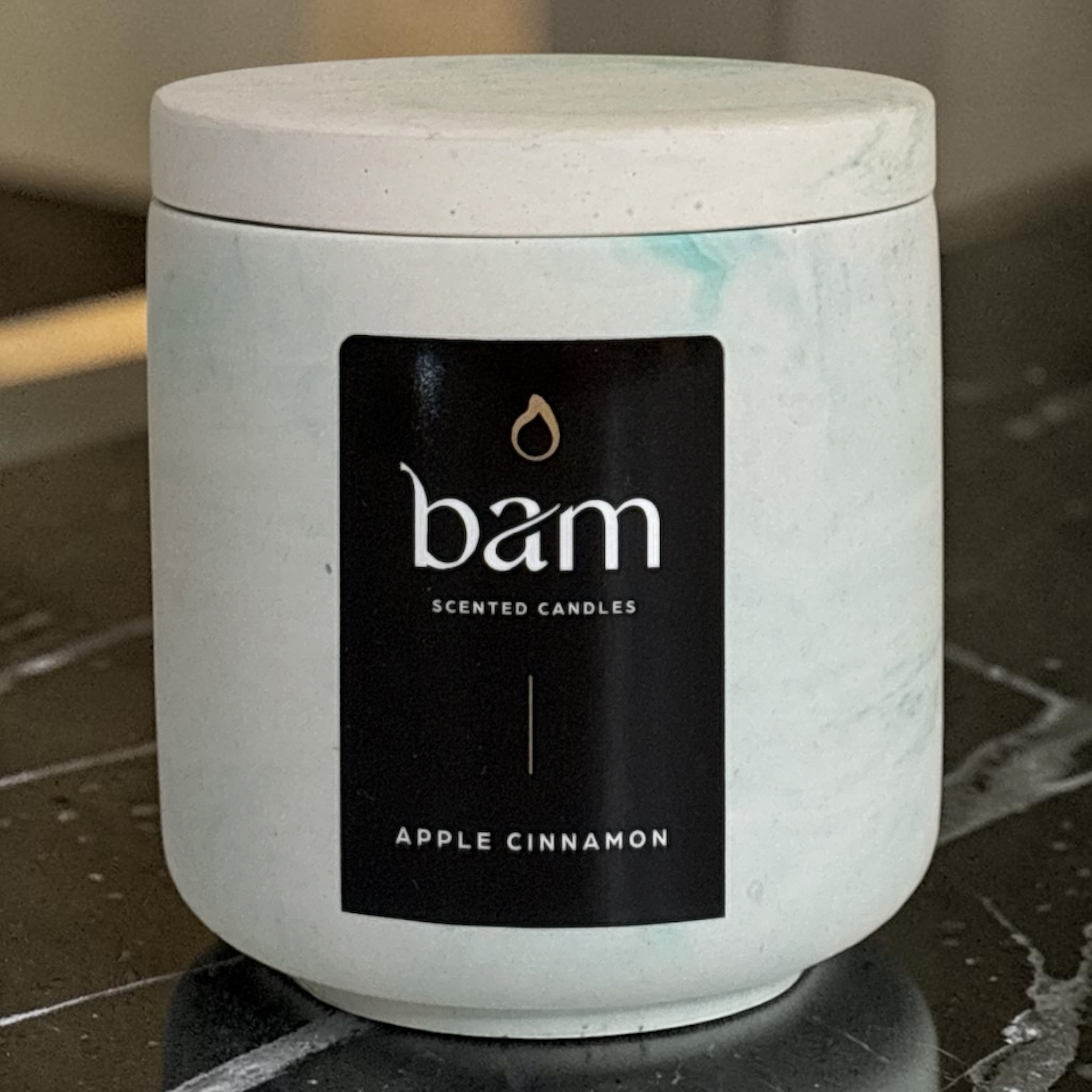 Handcrafted Apple Cinnamon scented candle in sunflower wax – Round Collection – 140 g