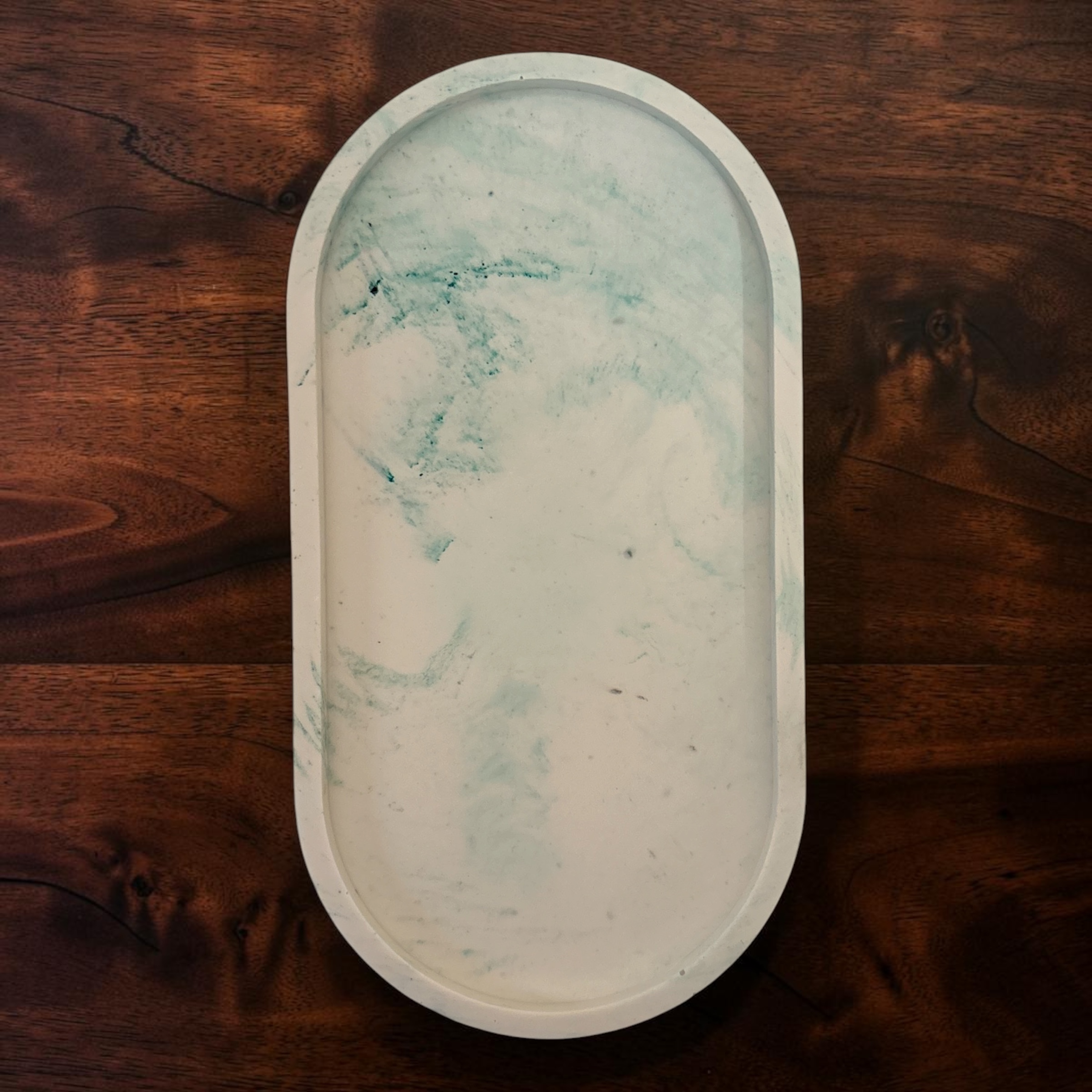 groen gemarmerd Ovale Decoratieve Schaal - Apple Cinnamon