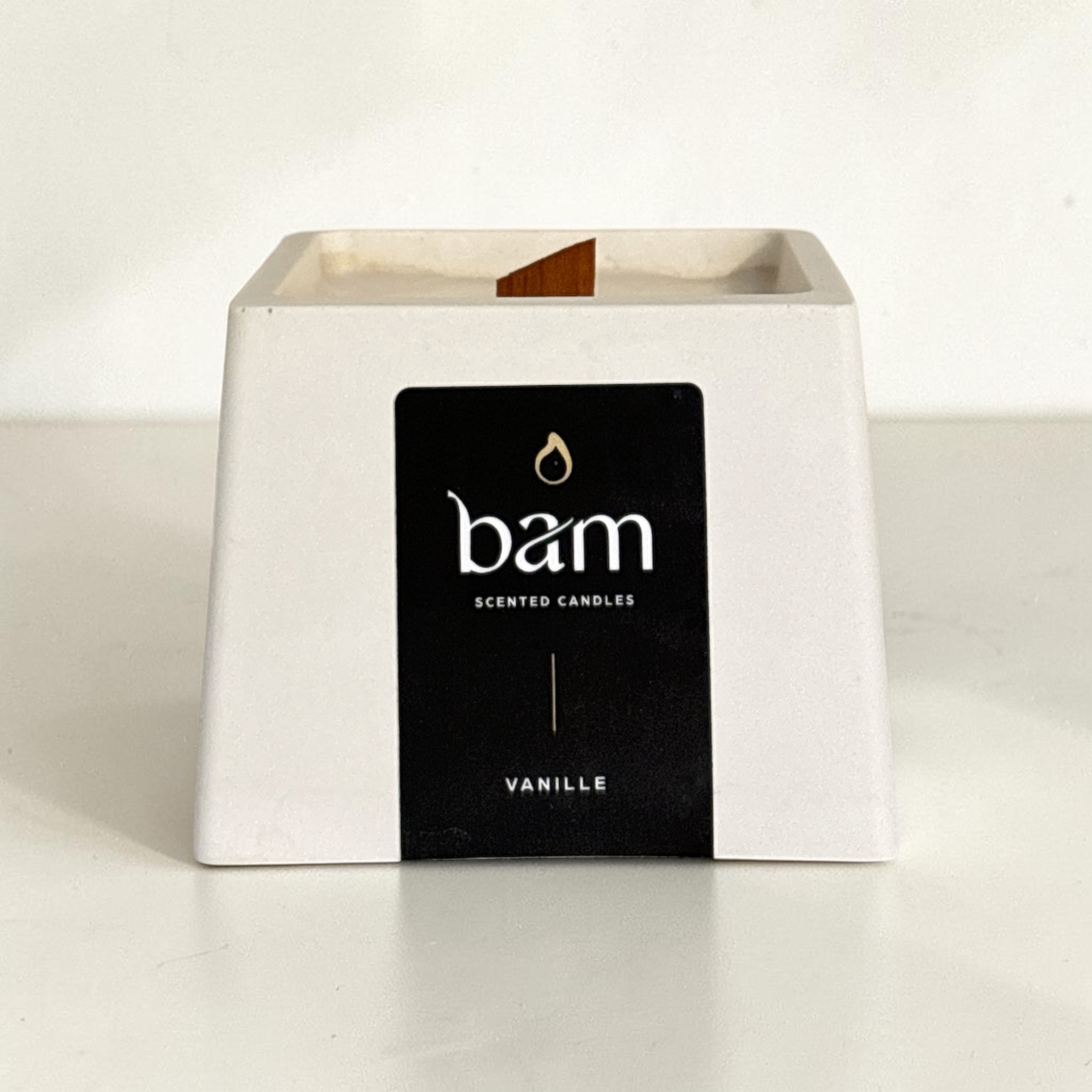 Vanilla Scented Candle in Cream Yellow Handcrafted Square Jar