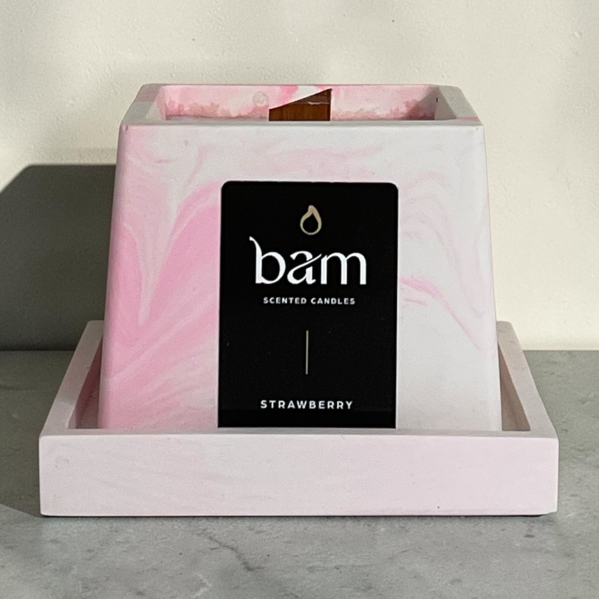 roze gemarmerd vierkant schaaltje - Strawberry