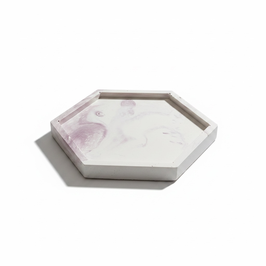 Bordeaux gemarmerd 6-hoekig onderschaaltje | Patchouli