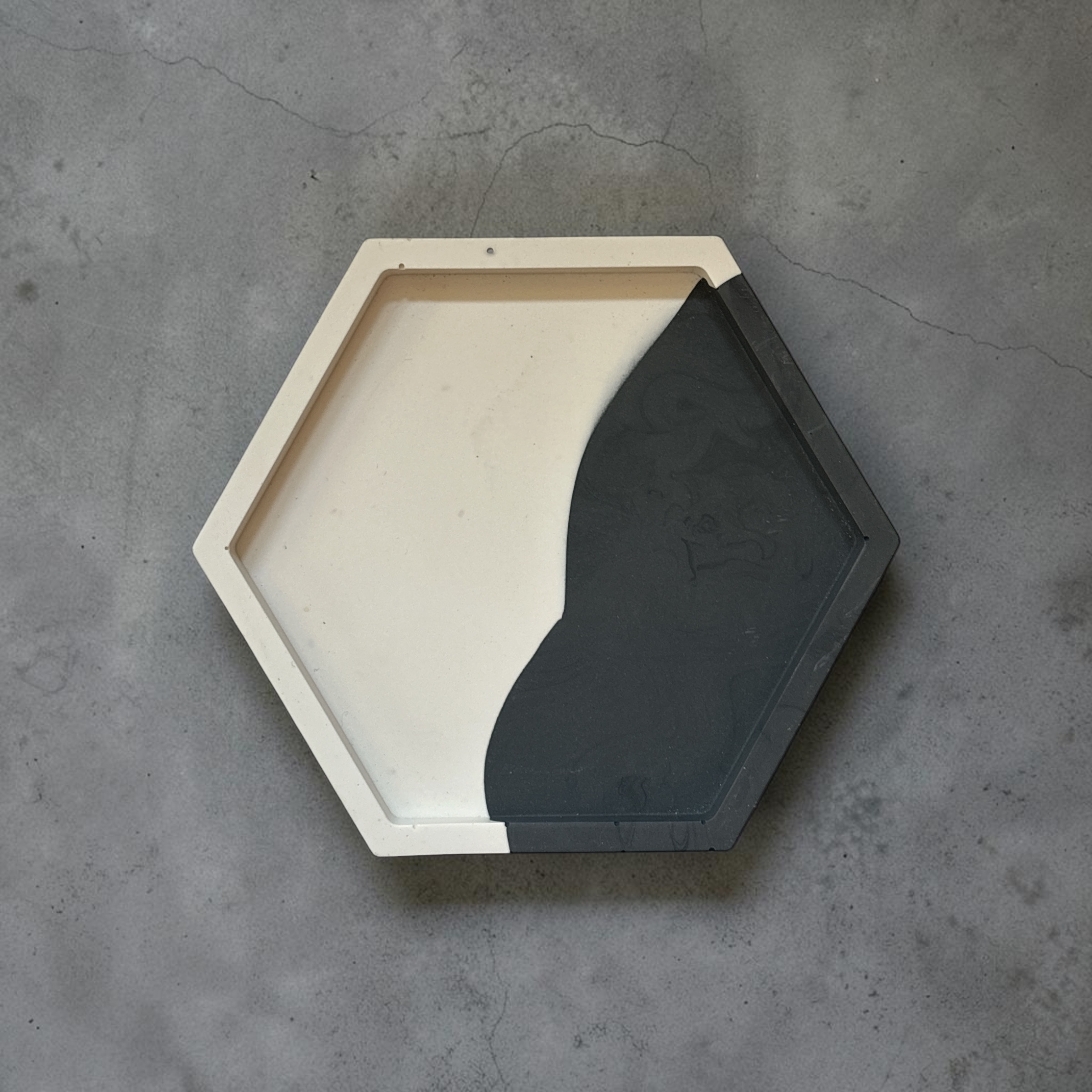 black/white hexagonal dish - wild figs