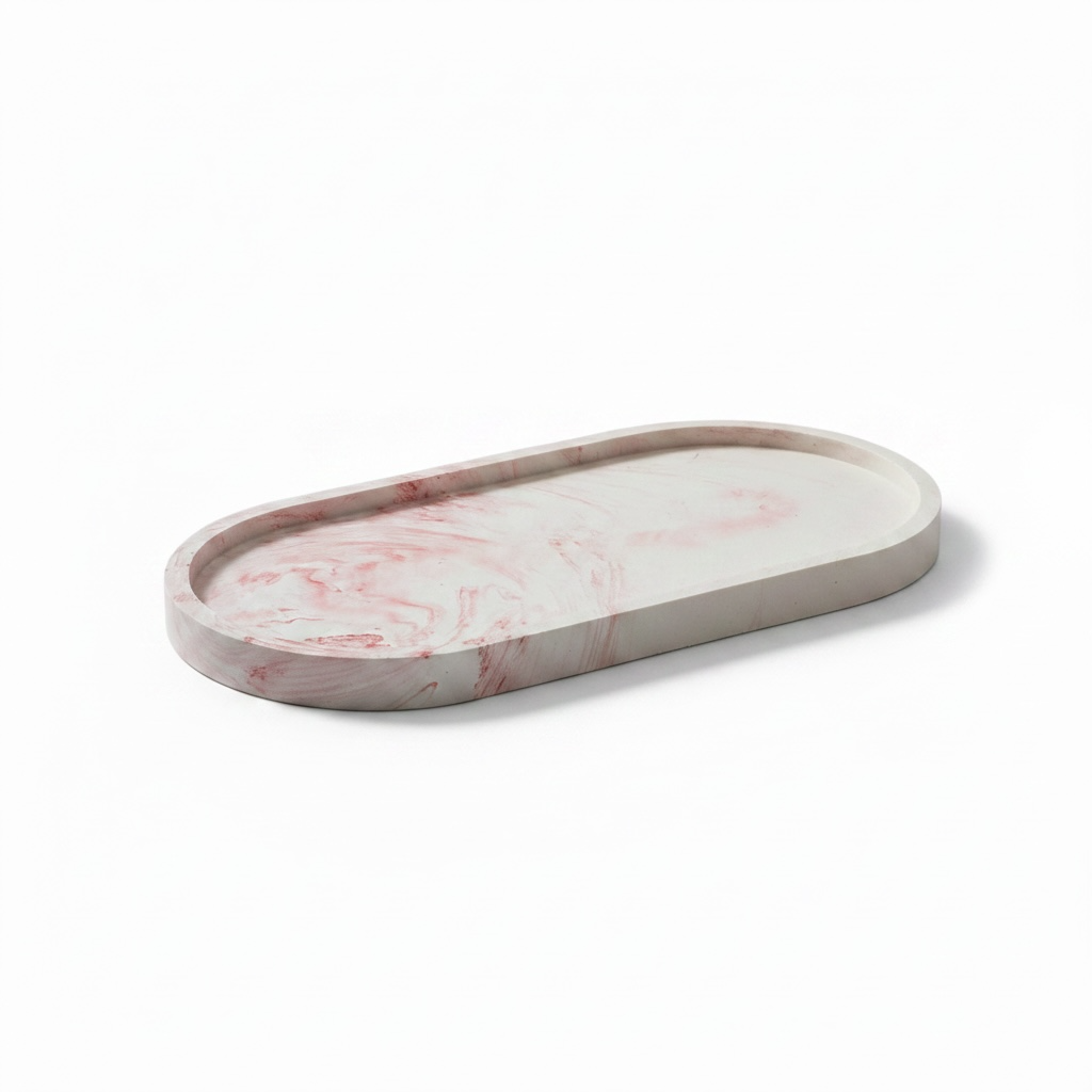 rood gemarmerd ovale decoratieve schaal - Winter Herbs