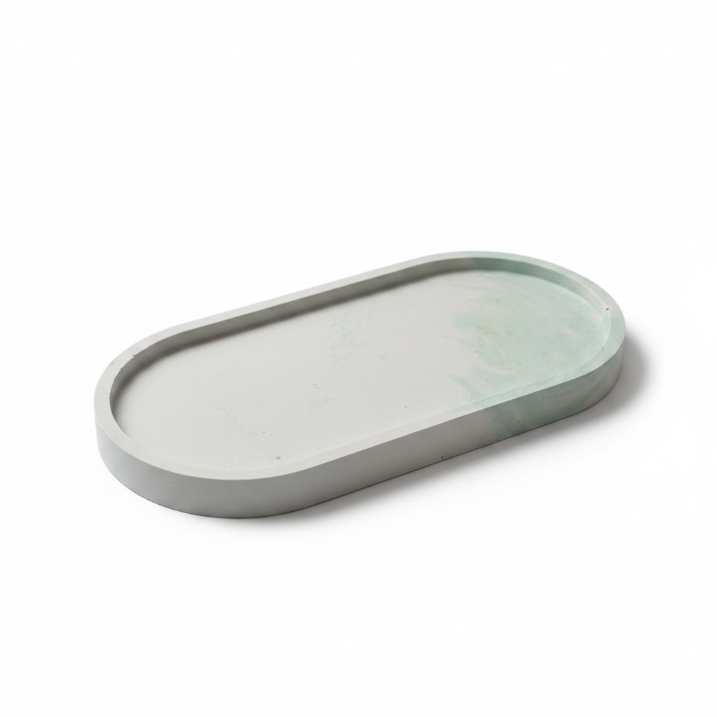 groen/ geel gemarmerd ovale decoratieve schaal - eucalyptus