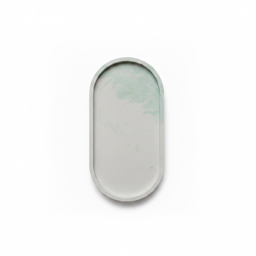 green/ yellow marbled oval decorative dish - eucalyptus