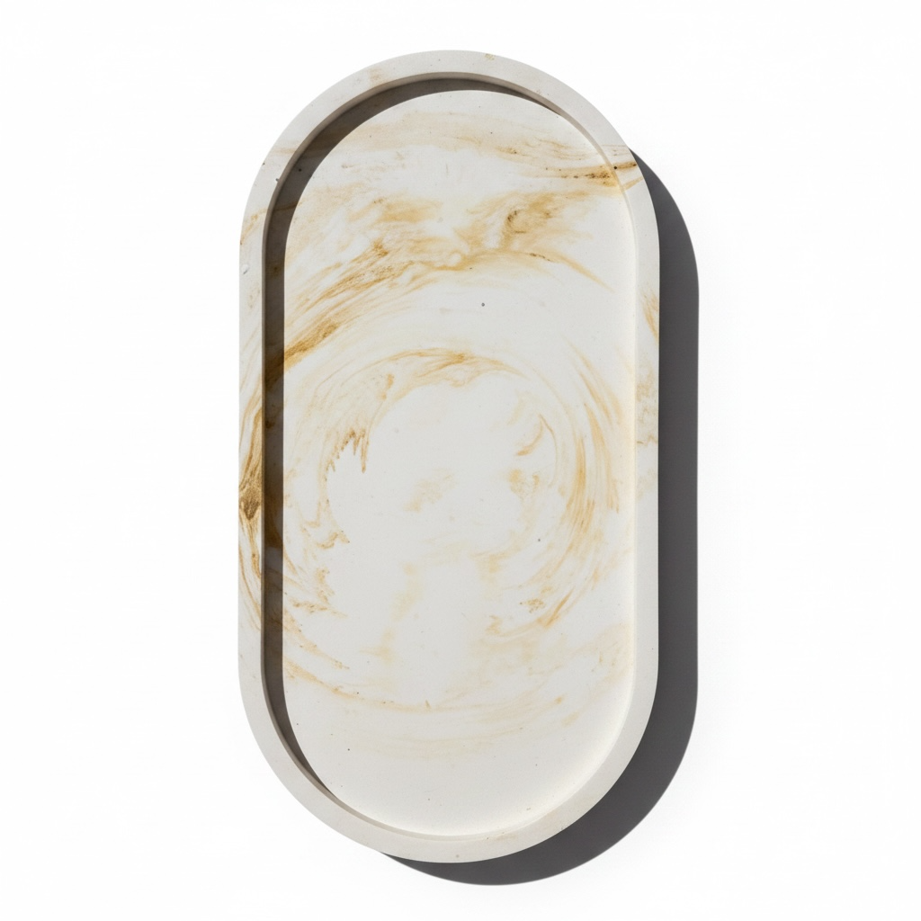 ochre marbled oval decorative dish - gardenia
