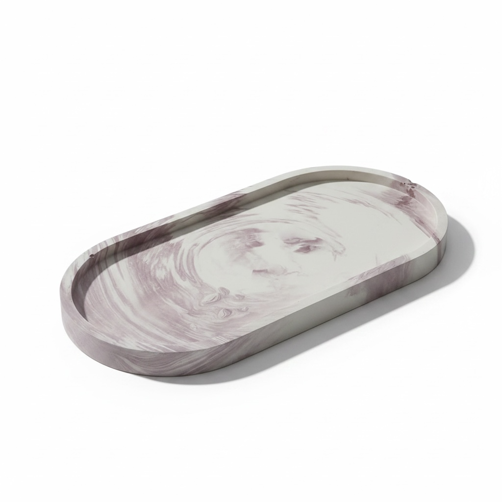 bordeaux gemarmerde ovale decoratieve schaal - patchouli