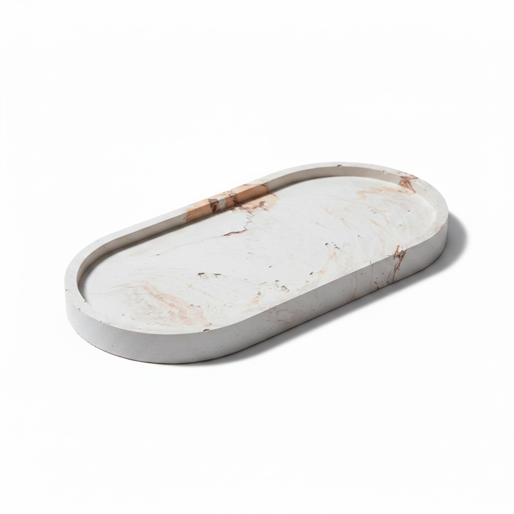 Handgemaakte Sandalwood Geschenkset met Rozenkaars en Gemarmerd Ovaal Schaaltje