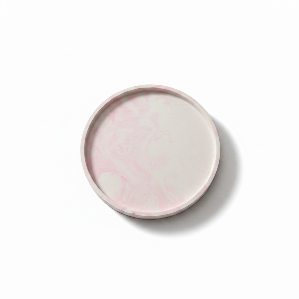 pink marbled round decorative dish - Strawberry