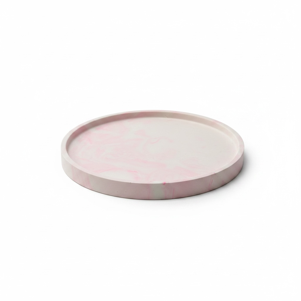 roze gemarmerd ronde decoratieve schaal - Strawberry