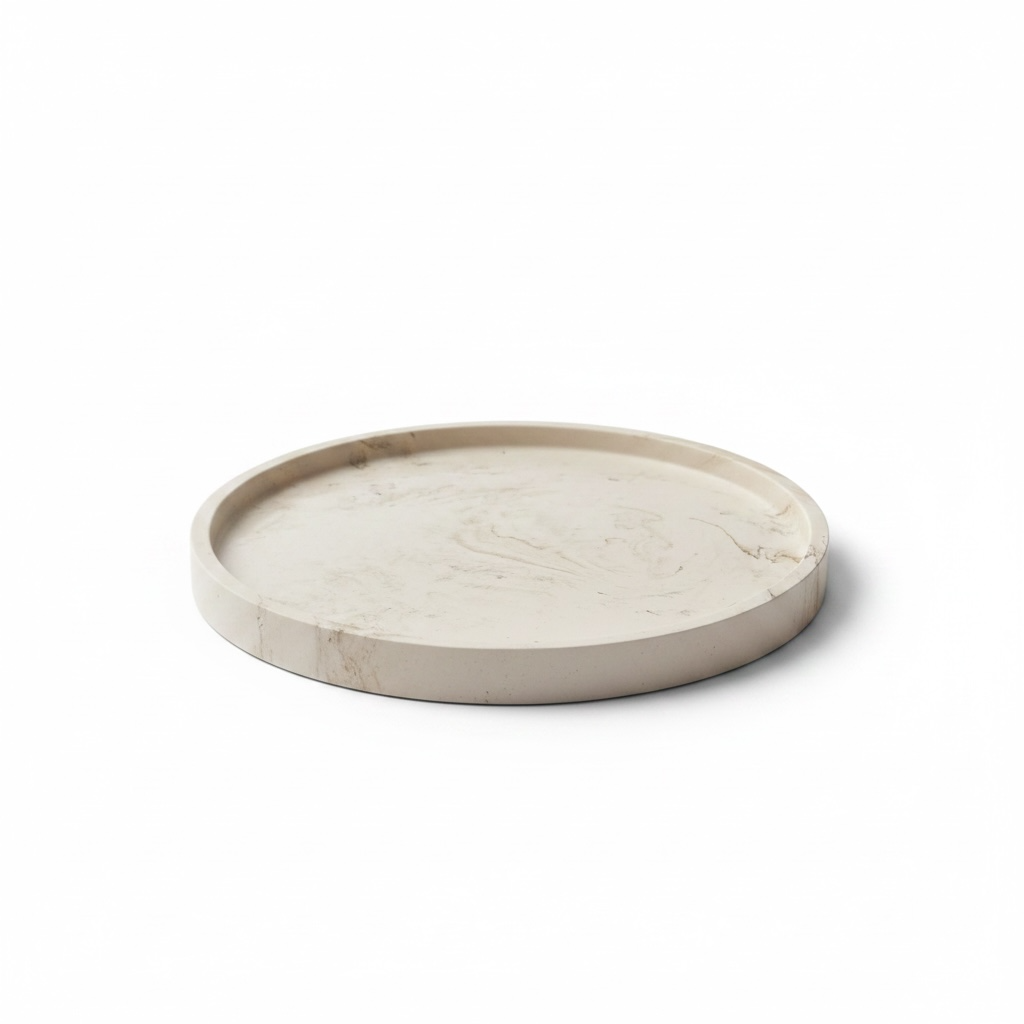 beige gemarmerd ronde decoratieve schaal - Coffee Macchiato