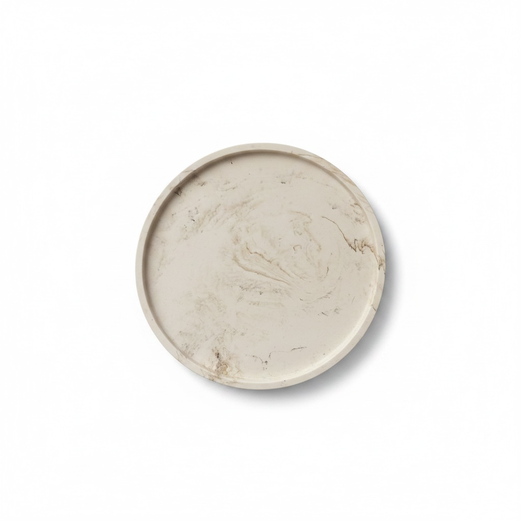 beige marbled round decorative dish - Coffee Macchiato