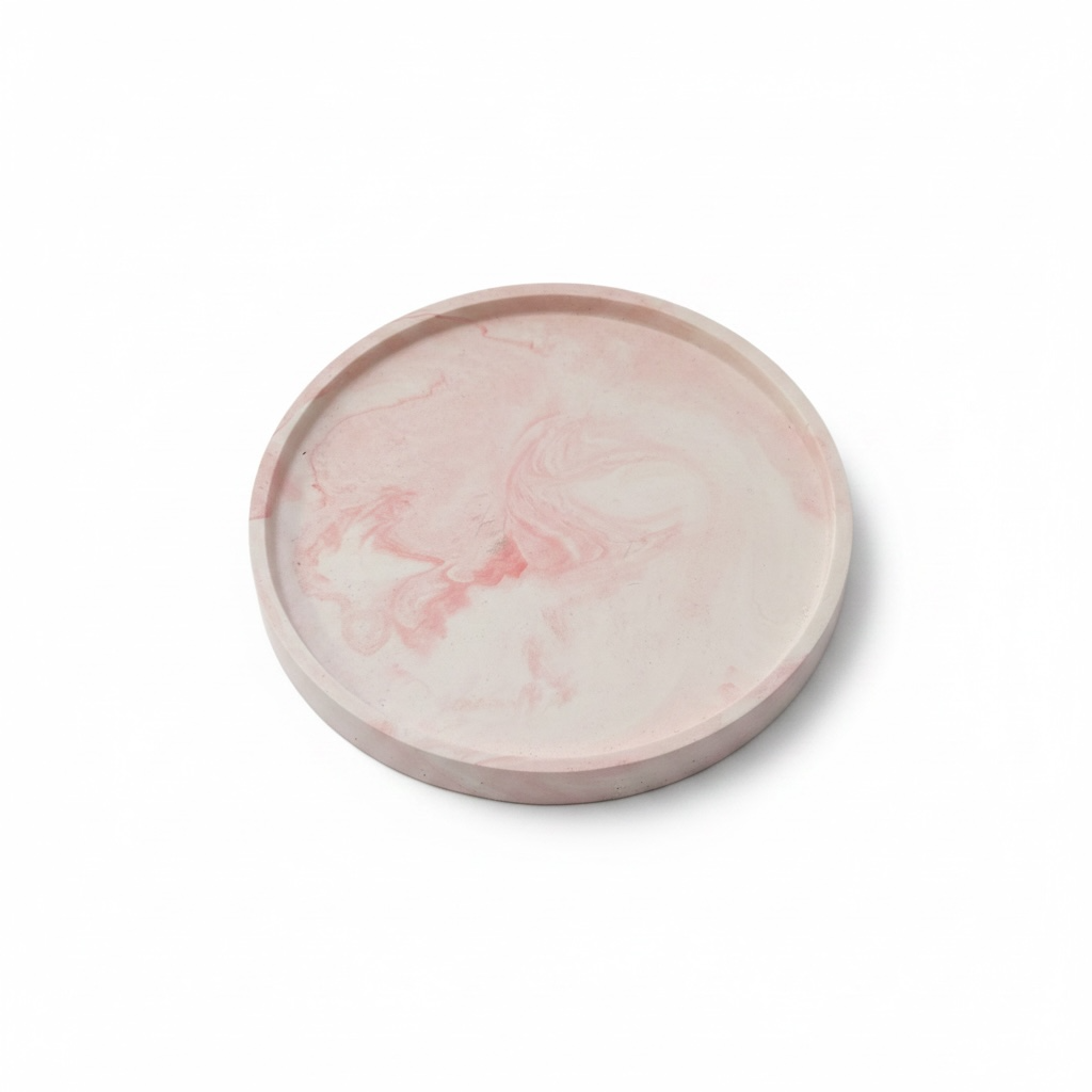 rood gemarmerd ronde decoratieve schaal - Winter Herbs