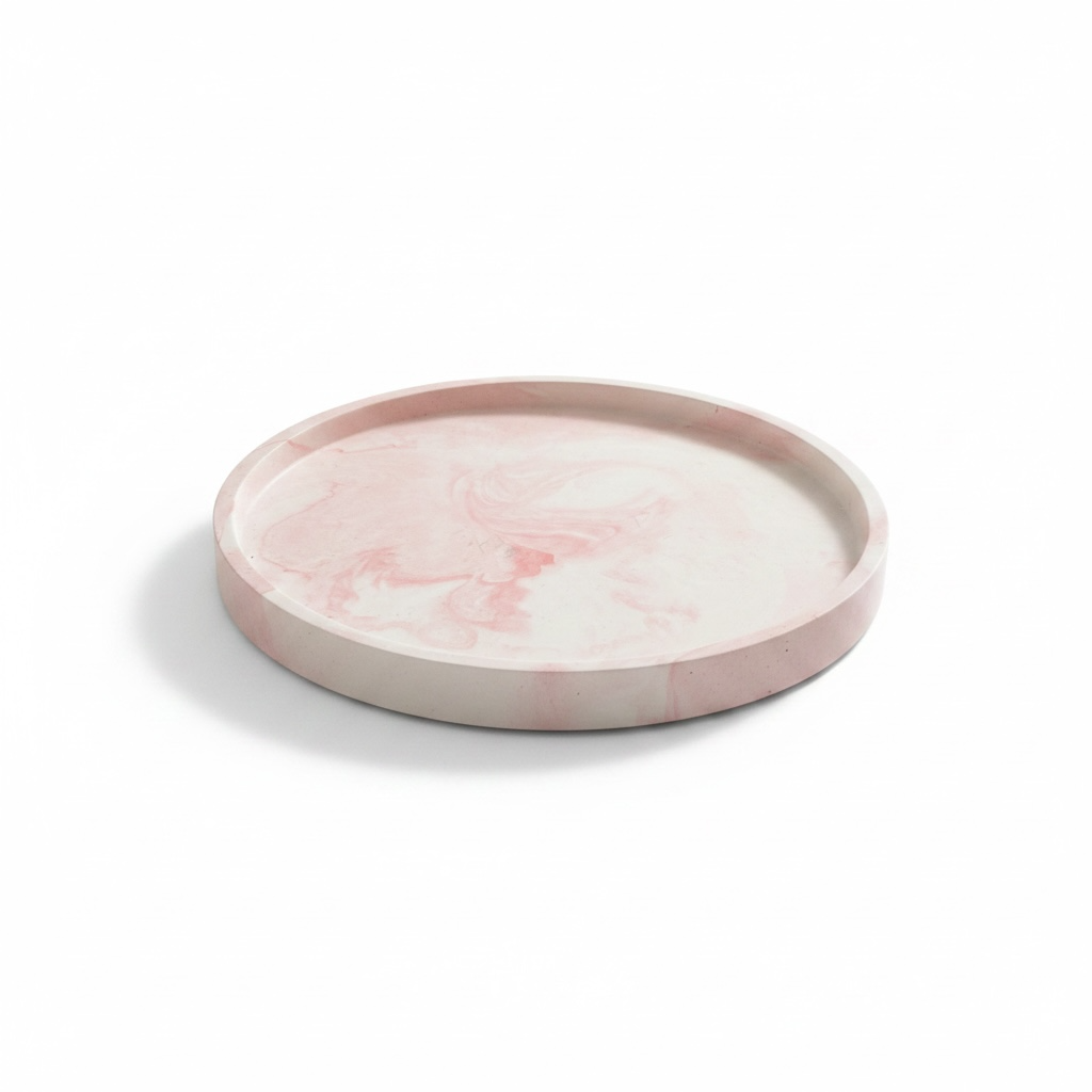 rood gemarmerd ronde decoratieve schaal - Winter Herbs