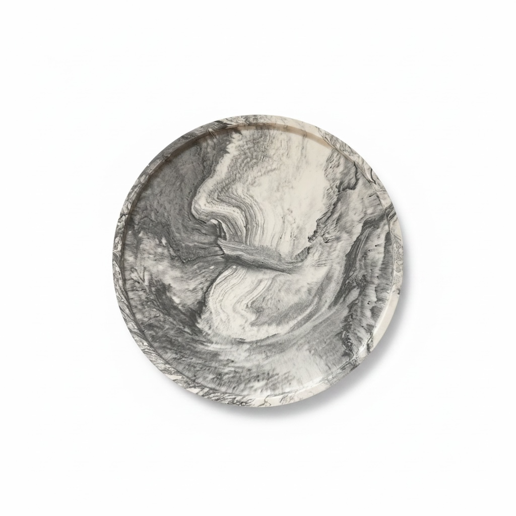 zwart gemarmerd ronde decoratieve schaal - Black Orchid