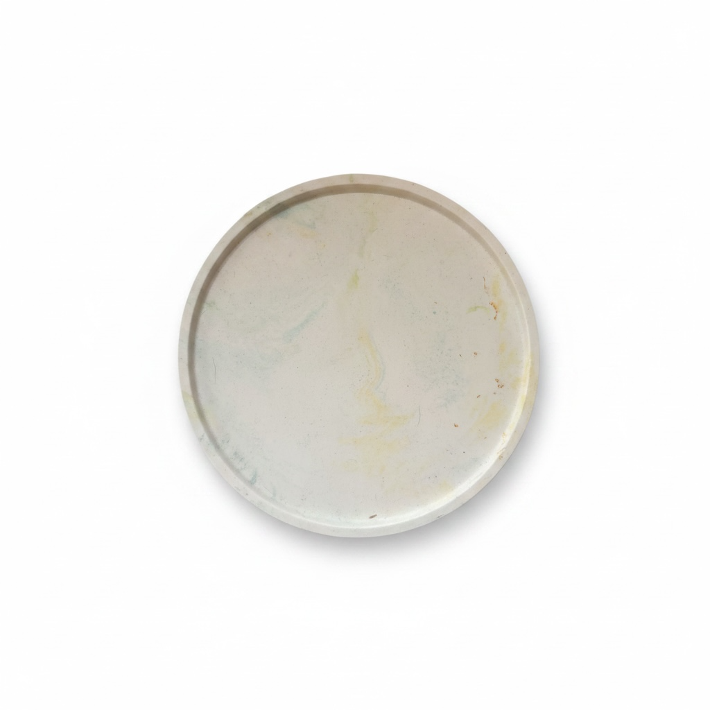 green/ yellow marbled round decorative dish - Eucalyptus