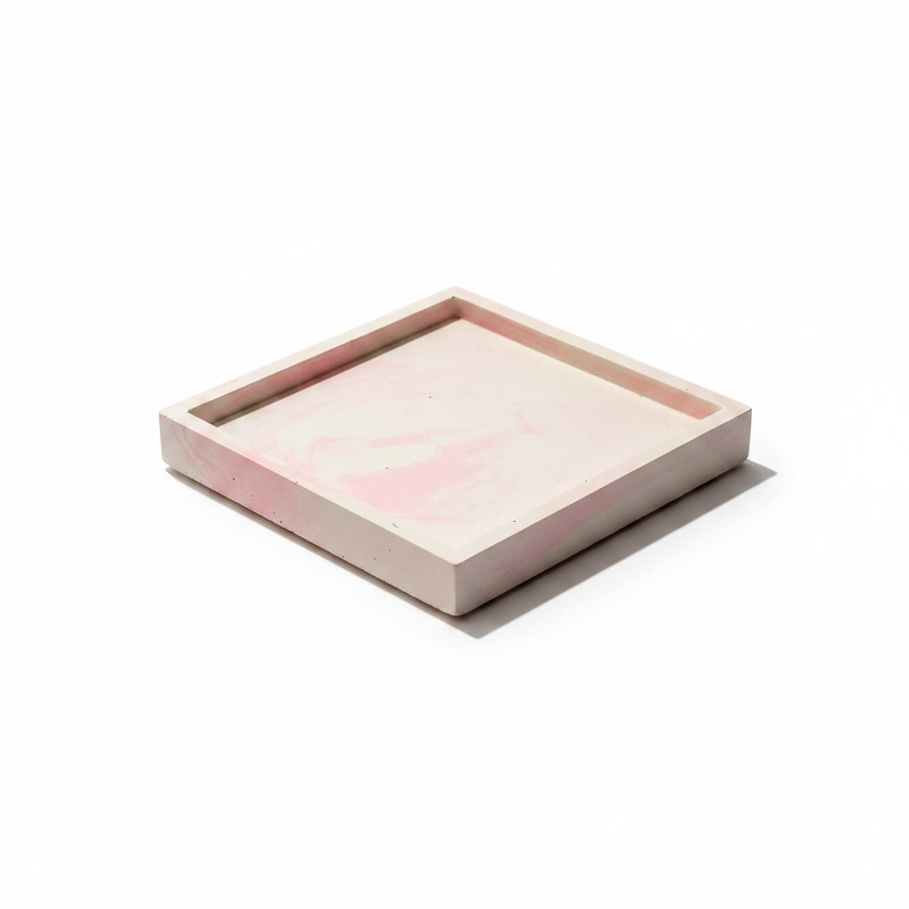 roze gemarmerd vierkant schaaltje - Strawberry