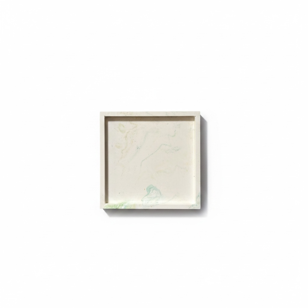 green/ yellow marbled square dish - eucalyptus