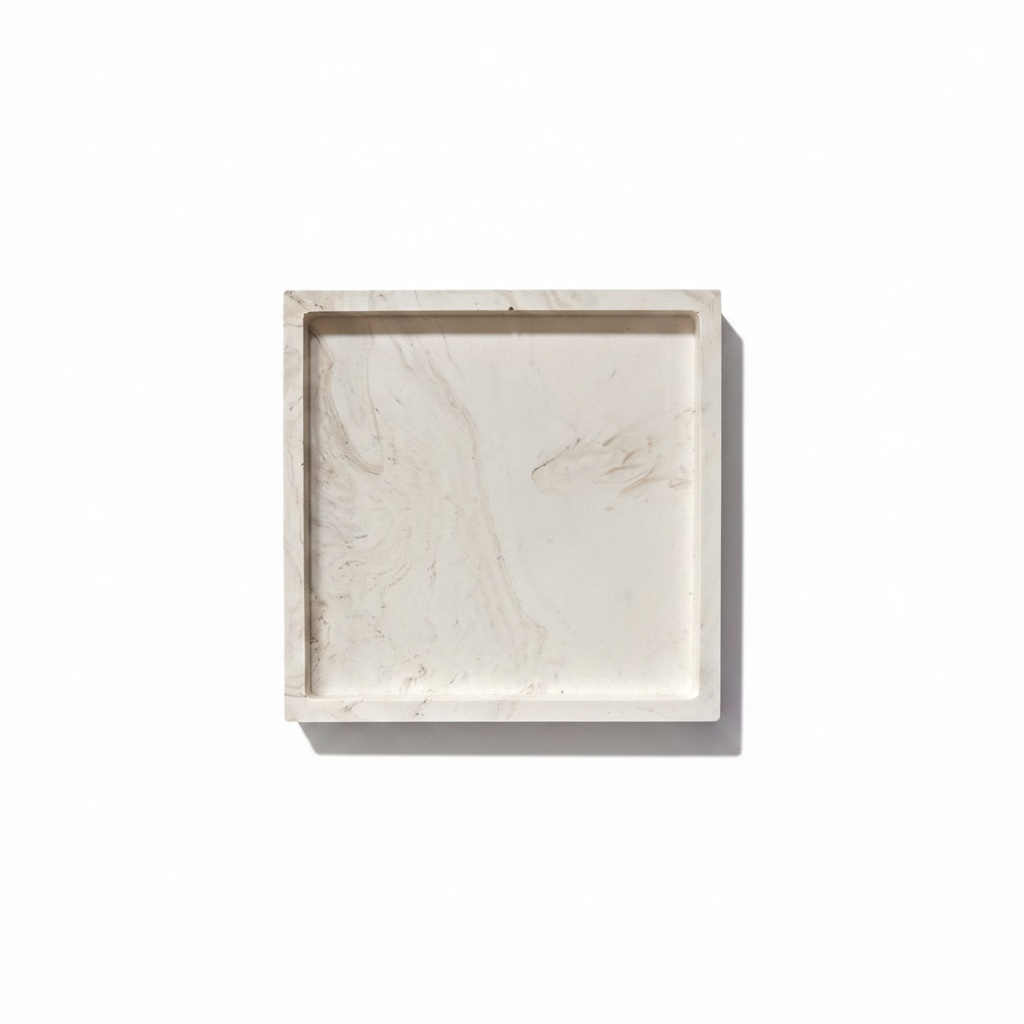 beige marbled square dish - Coffee Macchiato