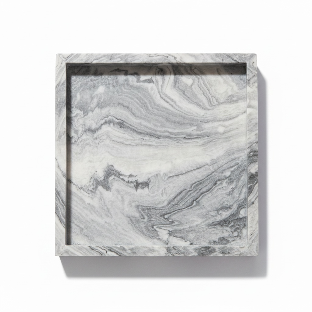 black marbled square dish - Black Orchid