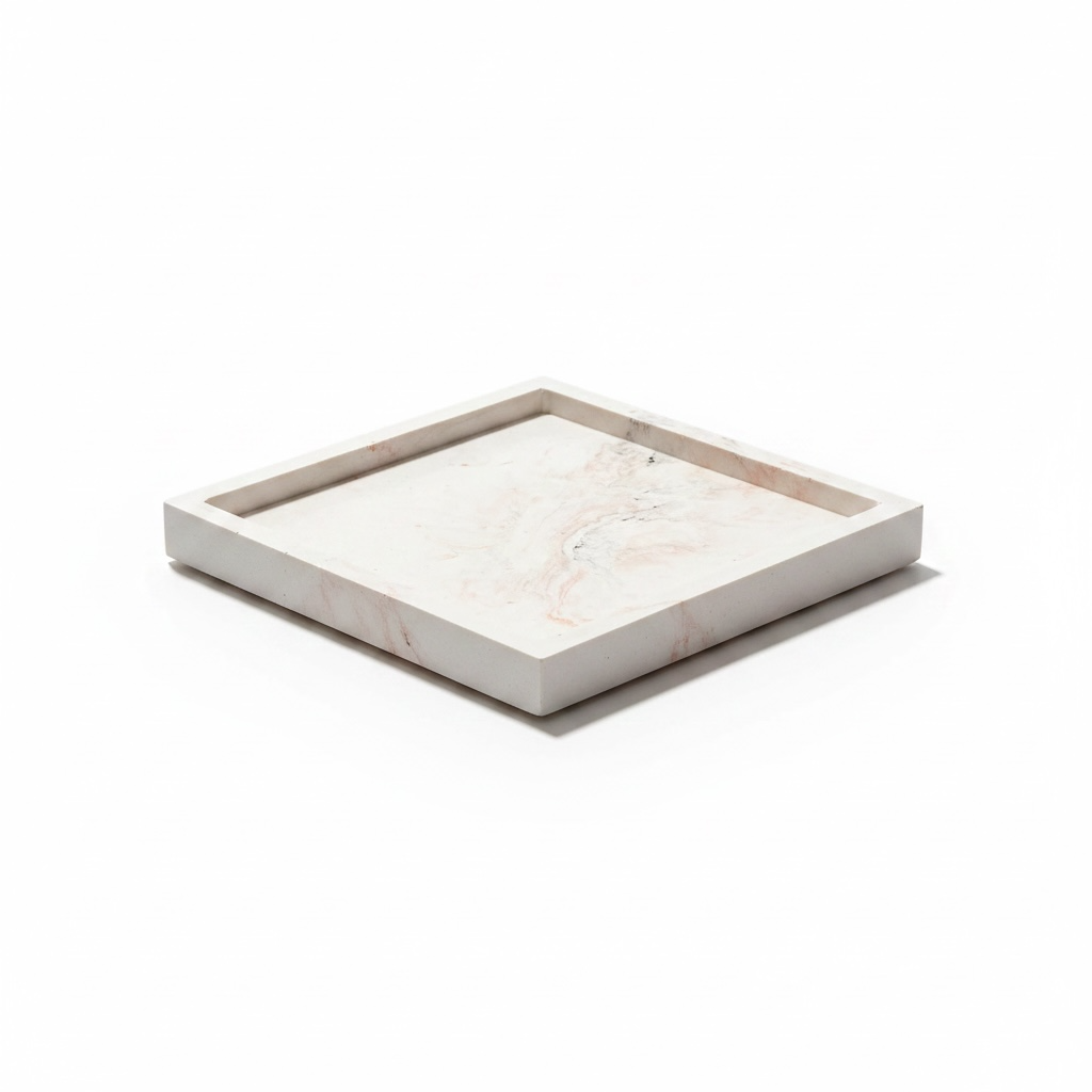 beige/oranje gemarmerd vierkant schaaltje - Sandalwood