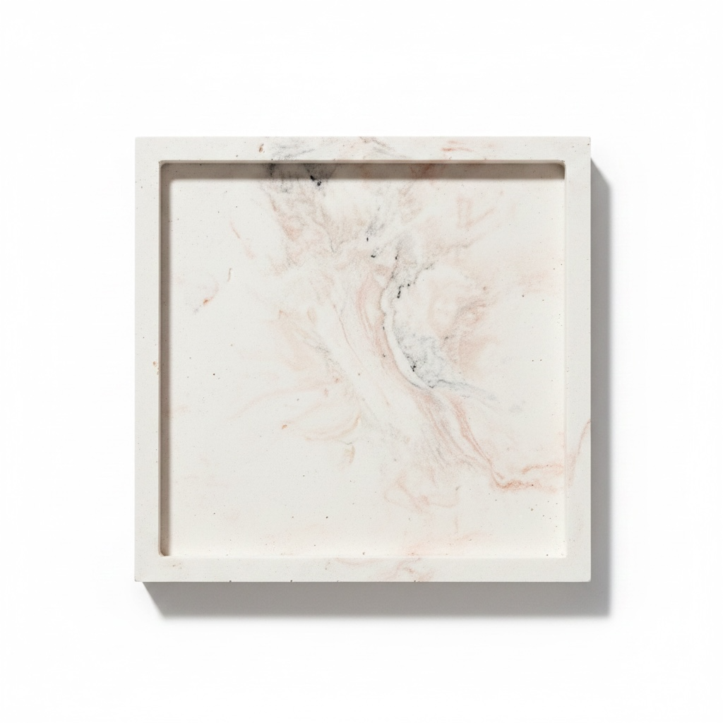 beige/oranje gemarmerd vierkant schaaltje - Sandalwood