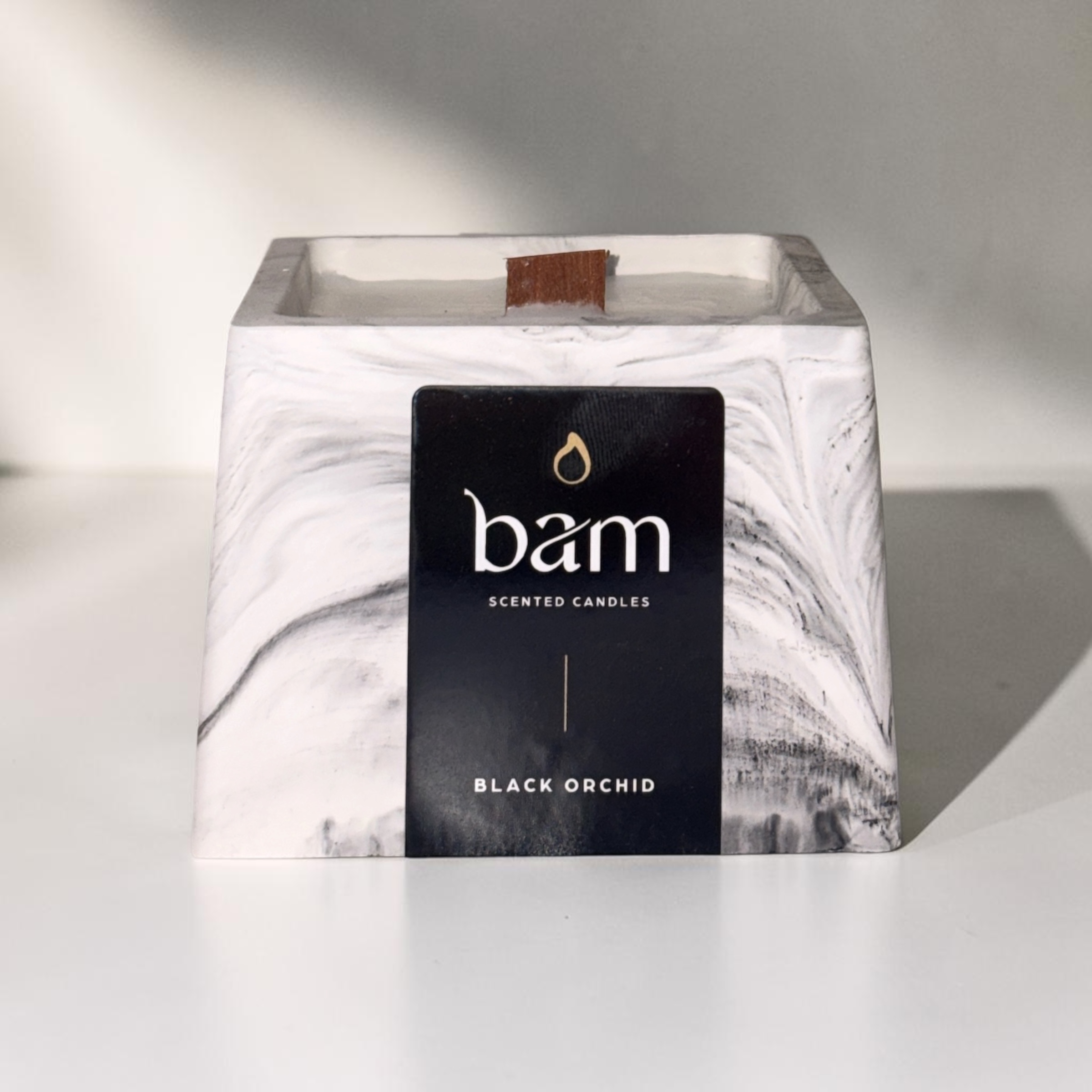 Black Orchid Scented Candle in Handcrafted Square Jar