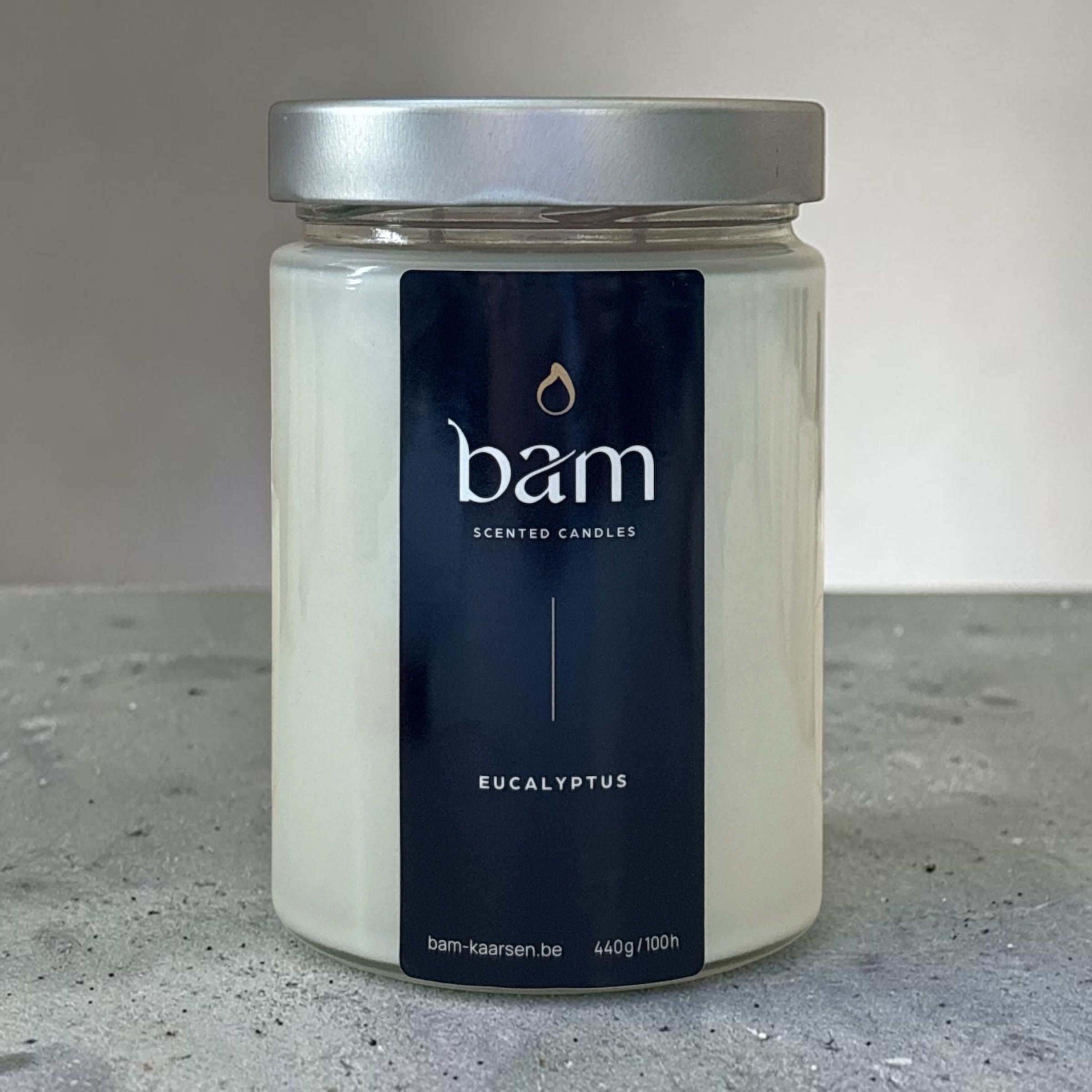 Eucalyptus Scented Candle – Basic Large Collection – 100 Burn Hours – Sunflower Wax – Handmade in Belgium