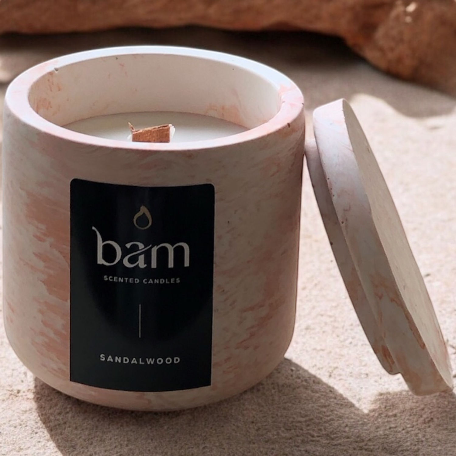 beige/oranje gemarmerd rond schaaltje - Sandalwood